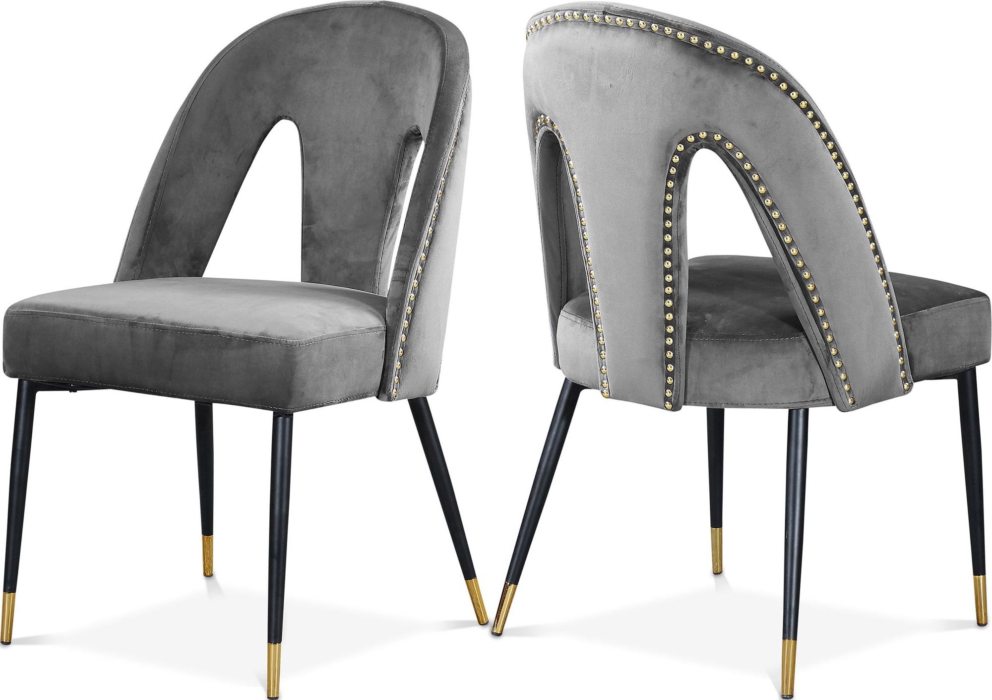 Akoya Velvet Dining Chair with Black Metal Legs & Gold Tips