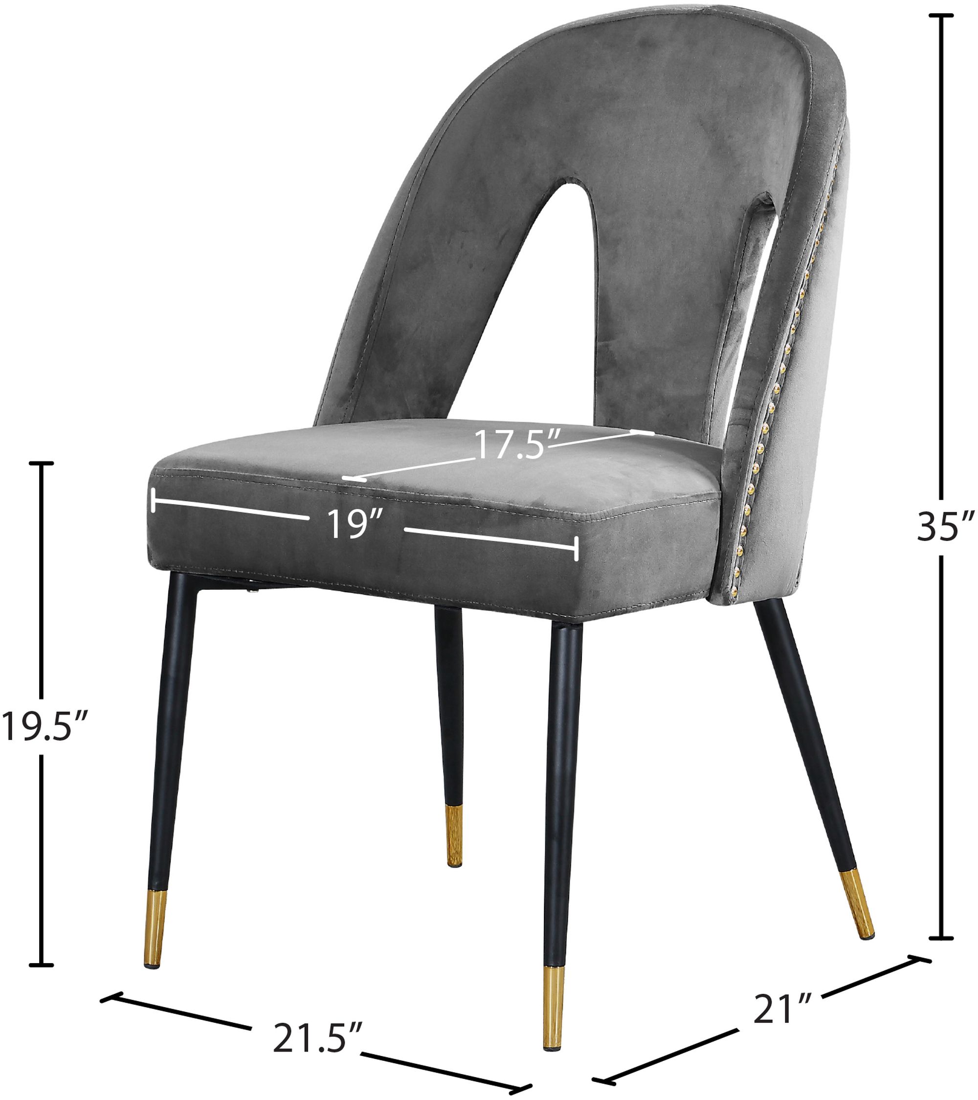 Akoya Velvet Dining Chair with Black Metal Legs & Gold Tips