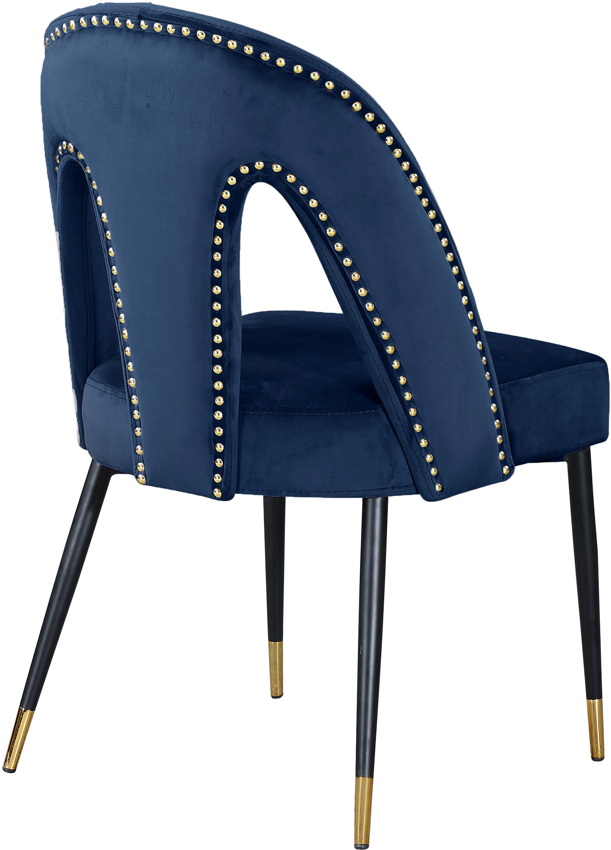 Akoya Velvet Dining Chair with Black Metal Legs & Gold Tips
