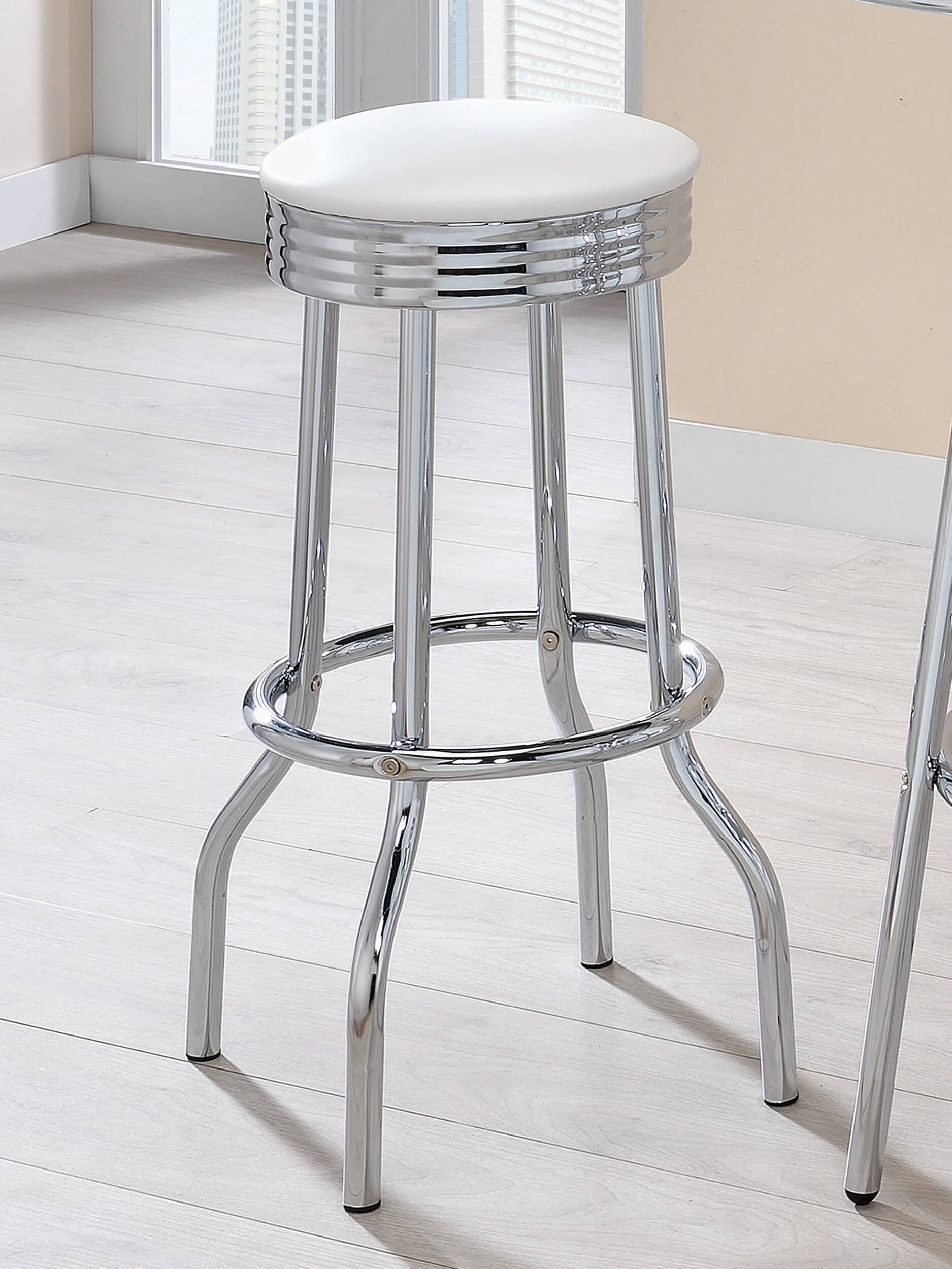 Theodore Leatherette Top Bar Stool with Metal Base