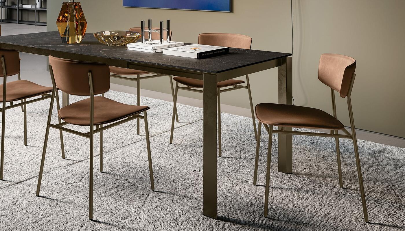 Fifties Fabric/Metal Customizable Upholstered Dining Chair