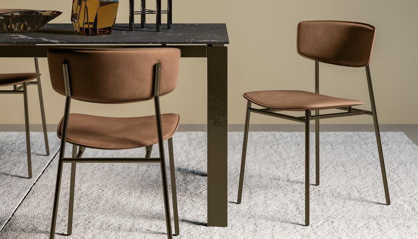Fifties Fabric/Metal Customizable Upholstered Dining Chair
