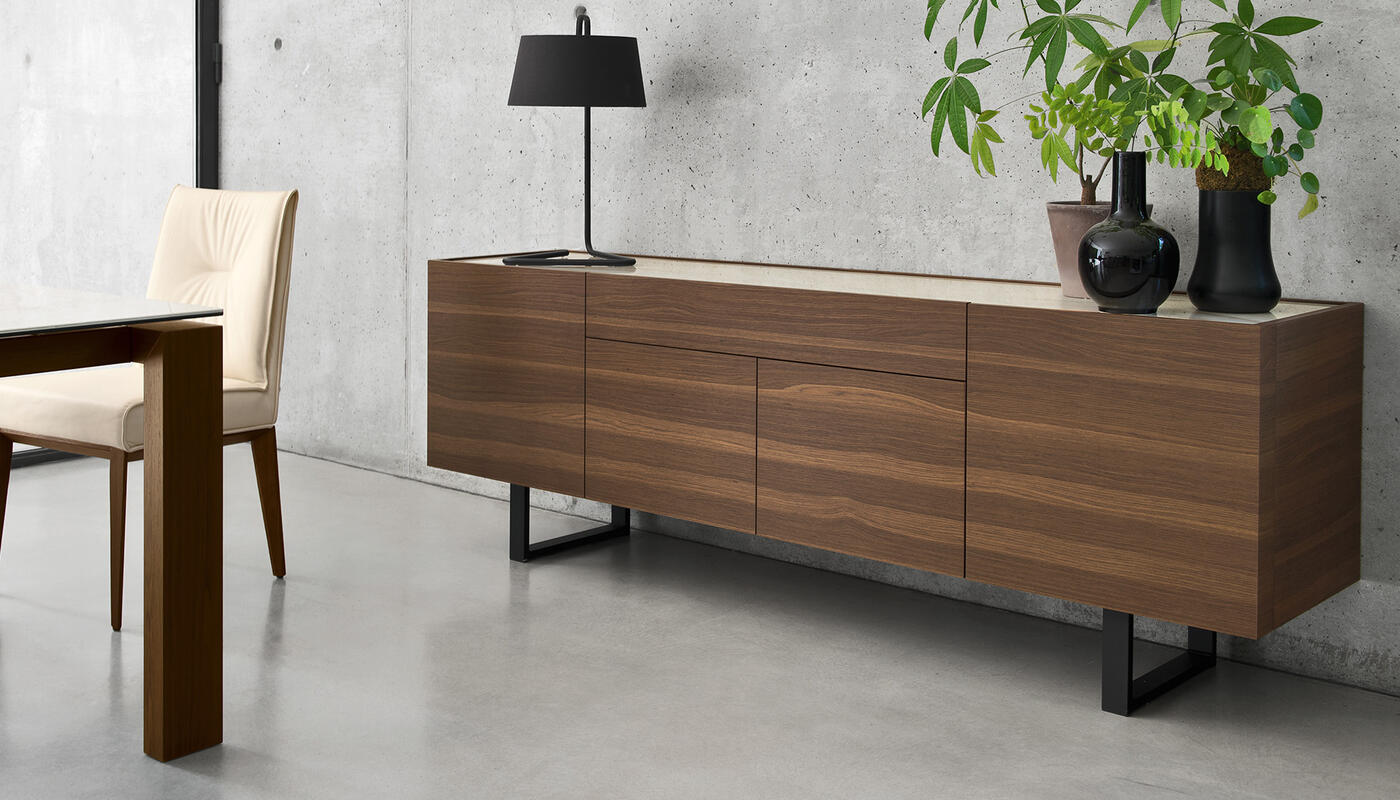 Horizon Ceramic/Wood/Metal Customizable Sideboard w/4 Doors & Drawer & Metal Base