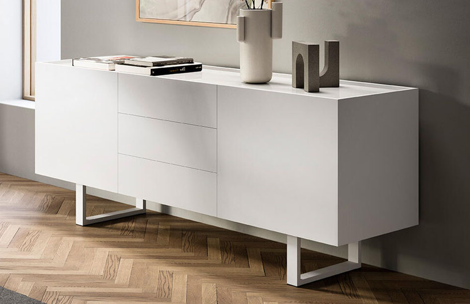 Horizon Ceramic/Wood/Metal Customizable Sideboard w/2 Doors & 3 Drawers & Metal Base