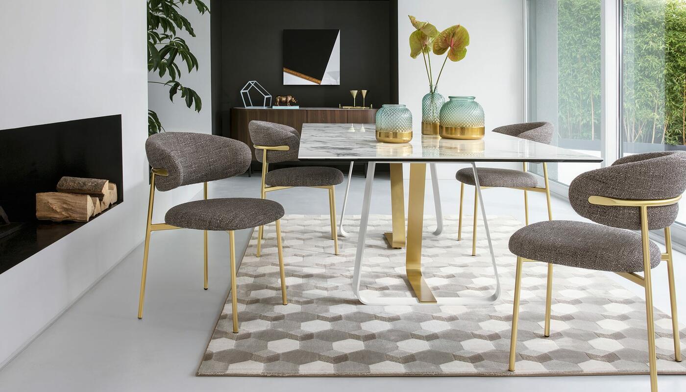 Sunshine W98.4-inch Ceramic/Metal Customizable Rectangular Dining Table