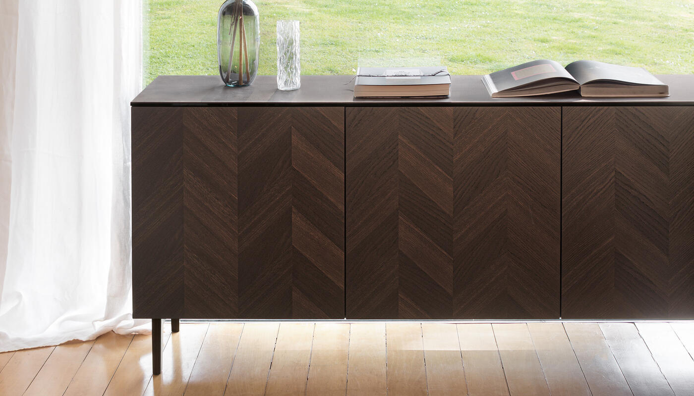 Universal Ceramic/Wood/Glass Customizable Sideboard w/4 Doors & Metal Feet