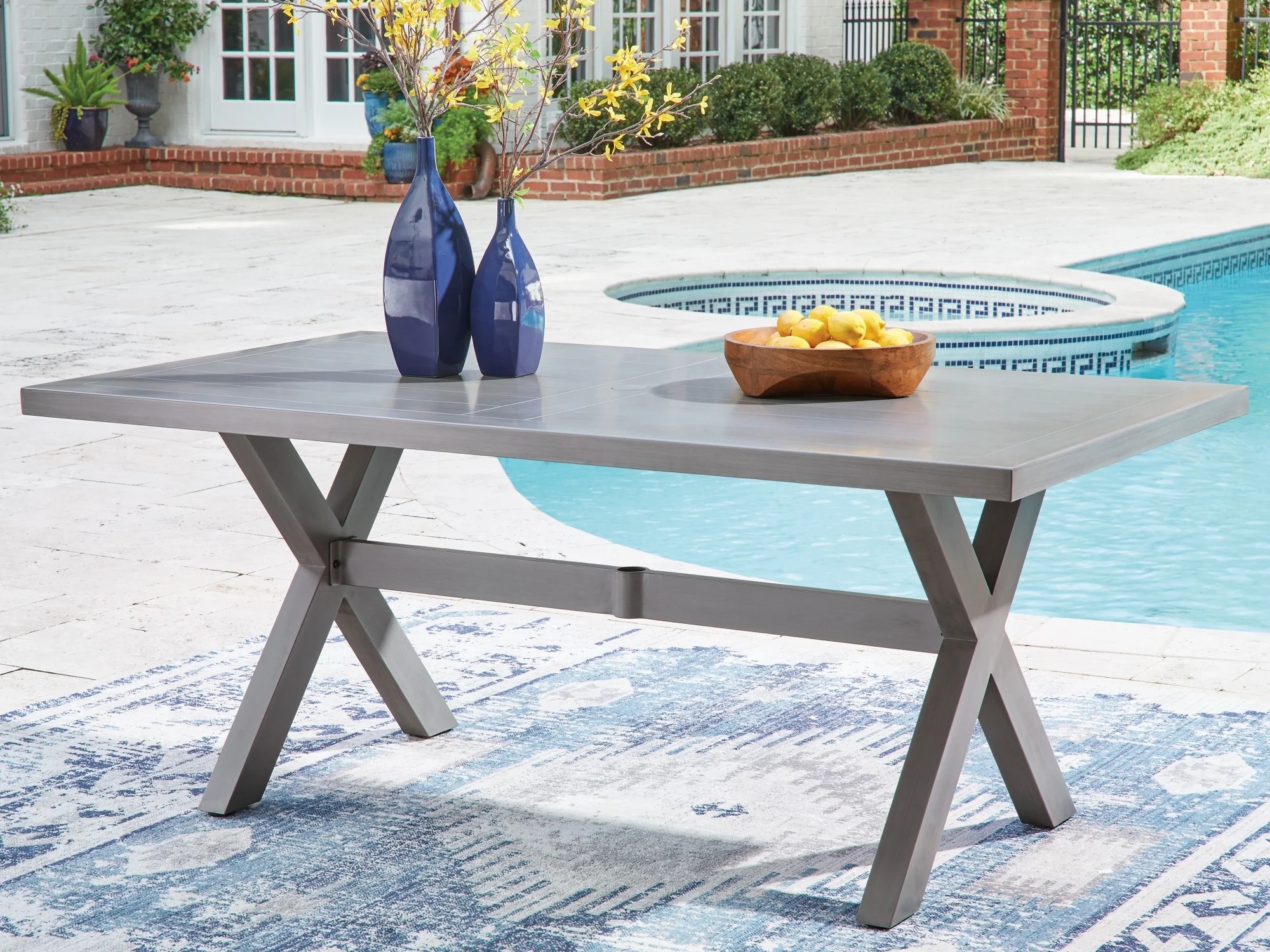 Half Moon Beach Aluminum Rectangular Dining Table