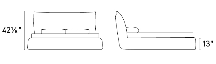 Softly Fabric/Wood Platform Bed