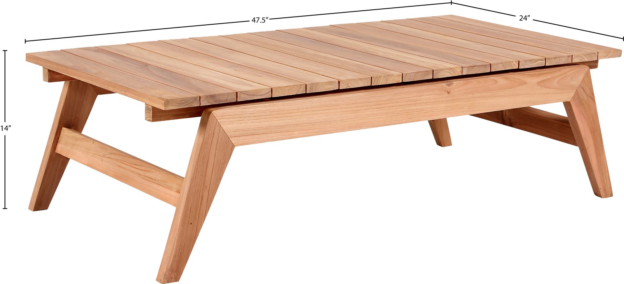 Tahiti 47.5" Rectangular Outdoor Patio Solid Teak Wood Coffee Table
