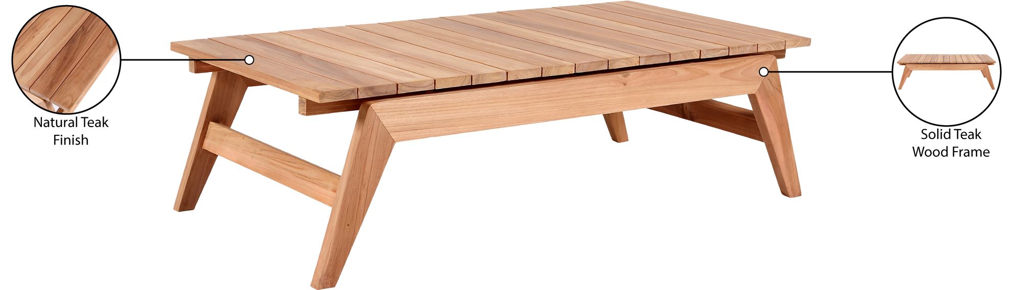 Tahiti 47.5" Rectangular Outdoor Patio Solid Teak Wood Coffee Table