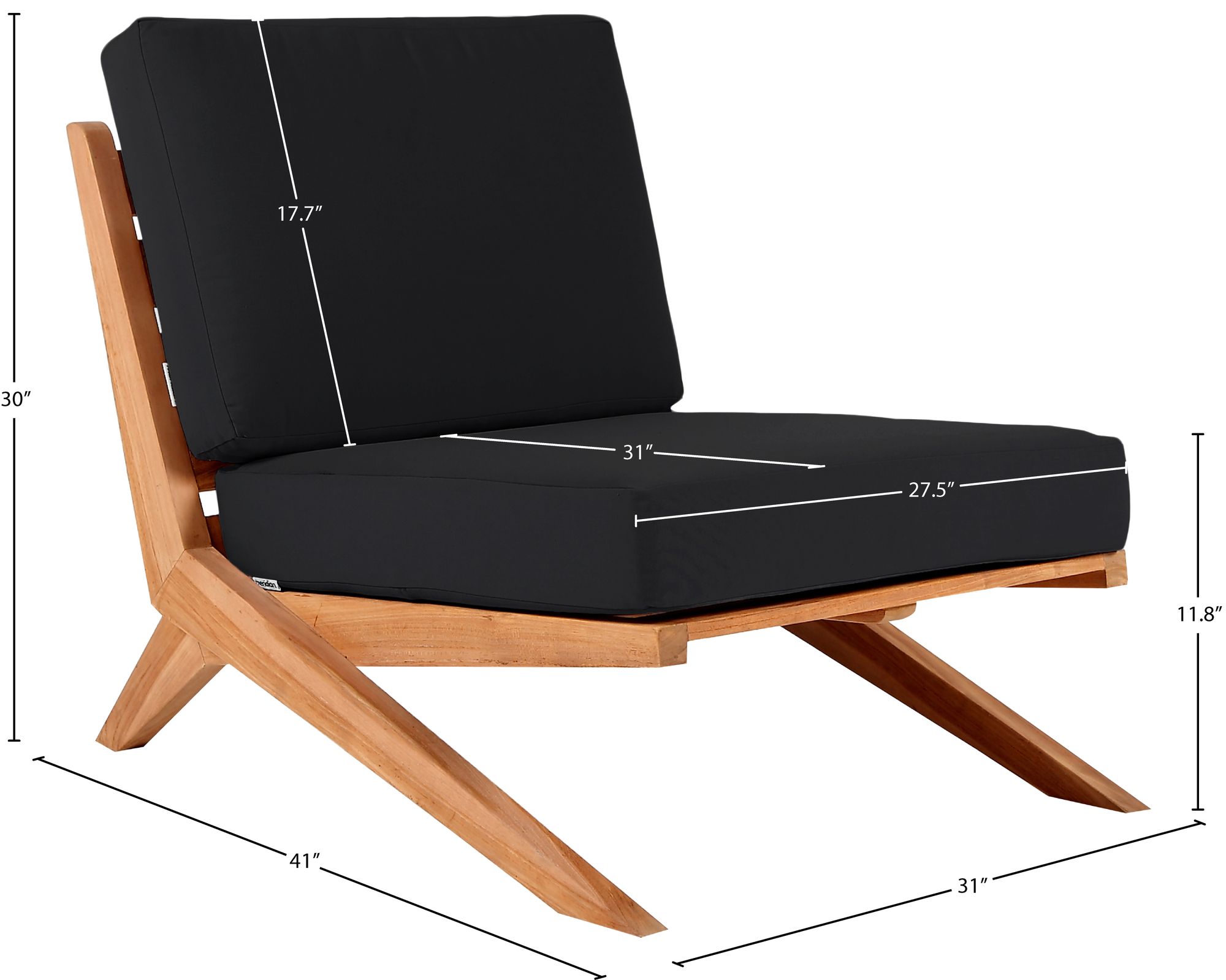 Tahiti Outdoor Patio Waterproof Fabric Accent Chair with Solid Teak Wood Frame