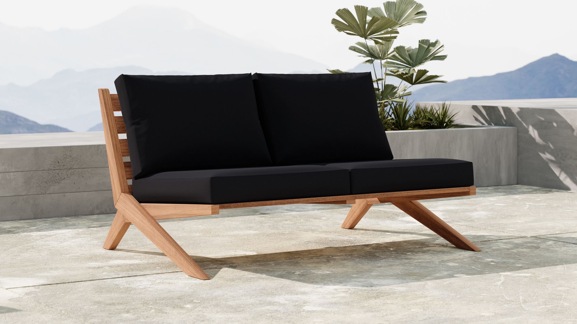 Tahiti 58.5" Outdoor Patio Waterproof Fabric Sofa