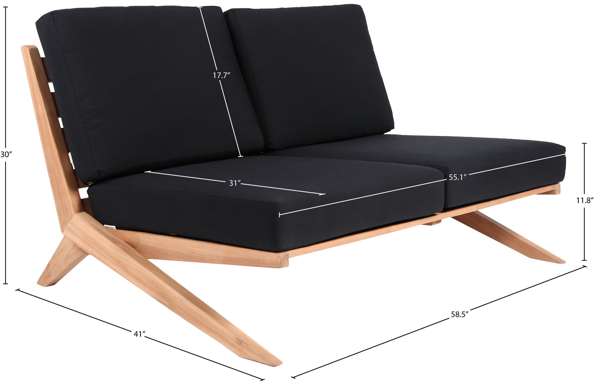 Tahiti 58.5" Outdoor Patio Waterproof Fabric Sofa