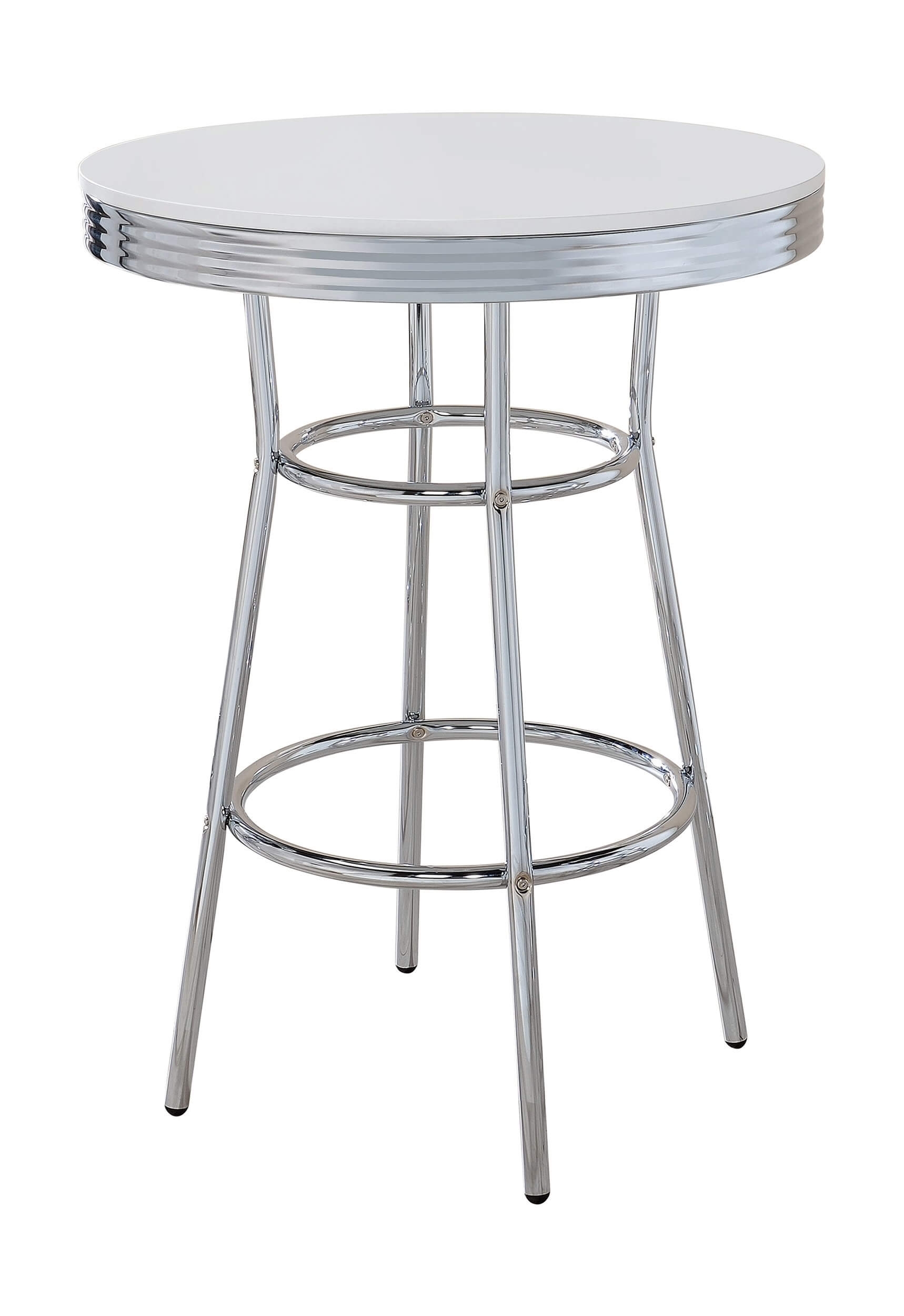 Theodore Wood Veneer Round Bar Table with Chrome Base