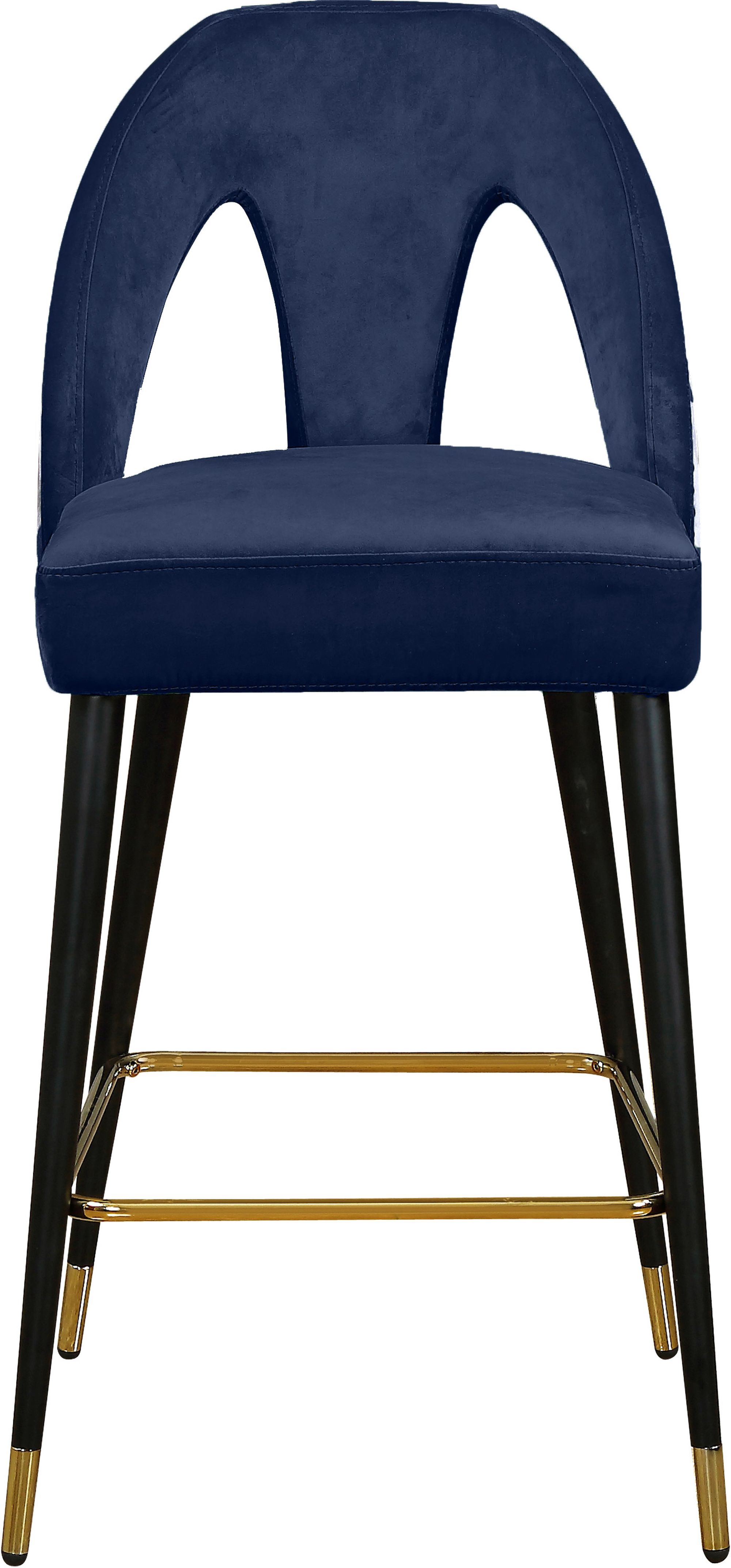 Akoya Velvet Counter Stool with Black Metal Legs & Gold Tips