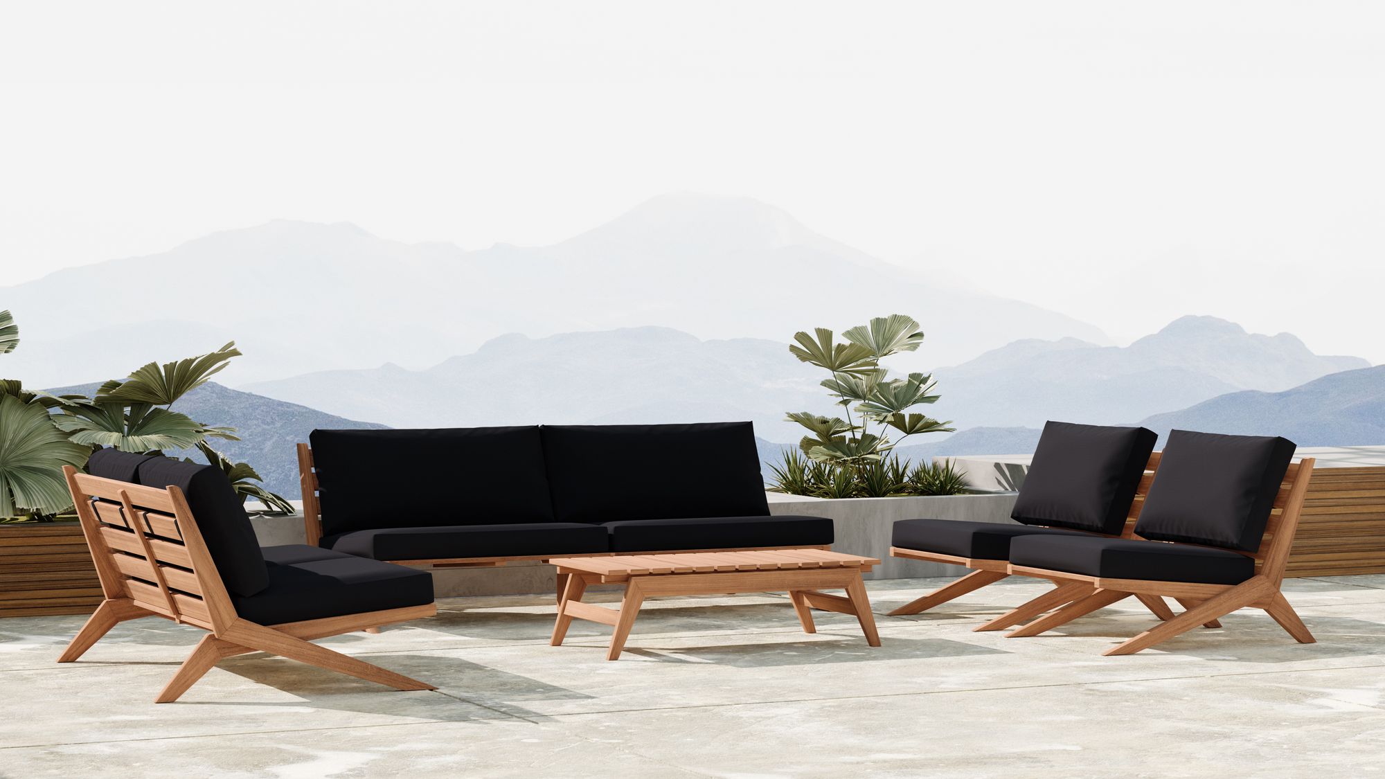 Tahiti 87" Outdoor Patio Waterproof Fabric Sofa