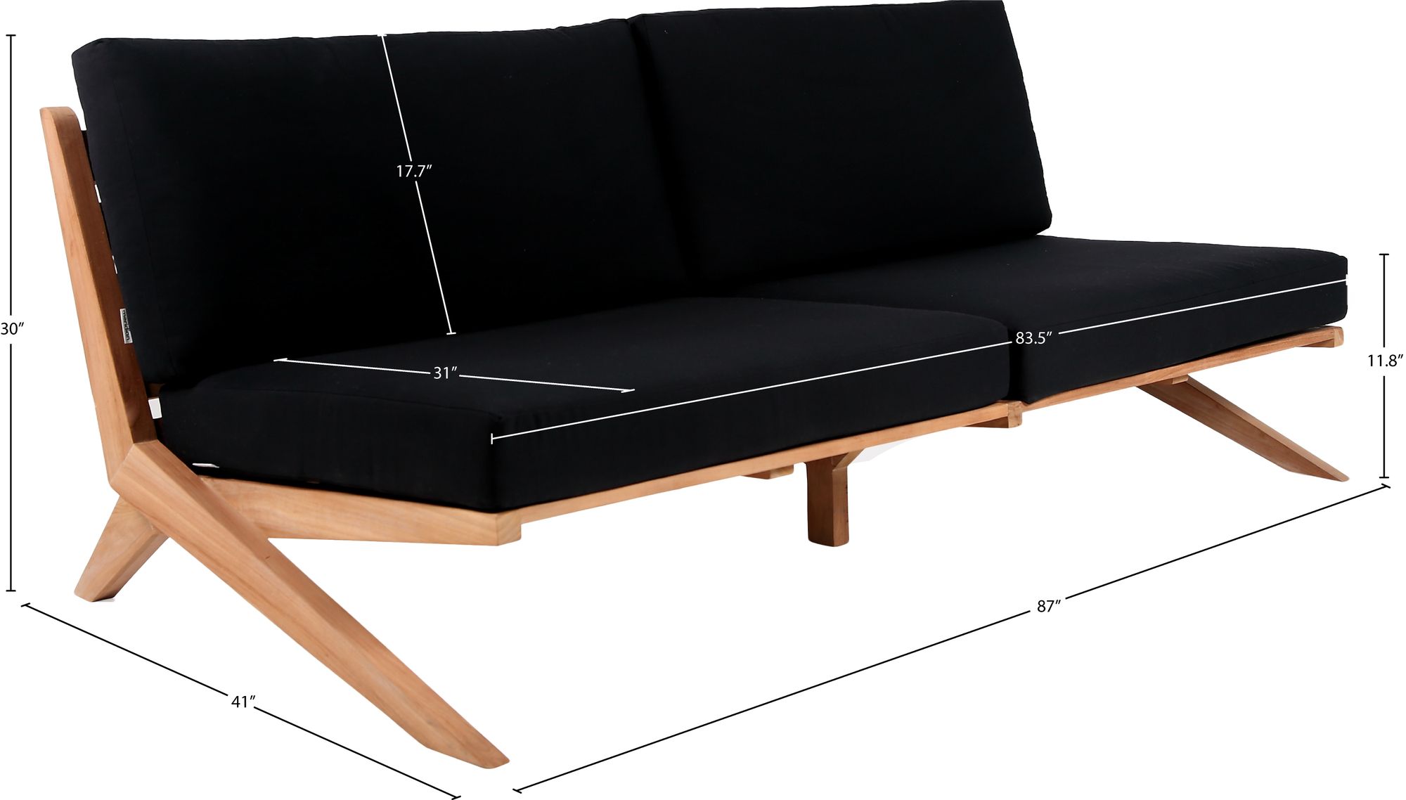 Tahiti 87" Outdoor Patio Waterproof Fabric Sofa