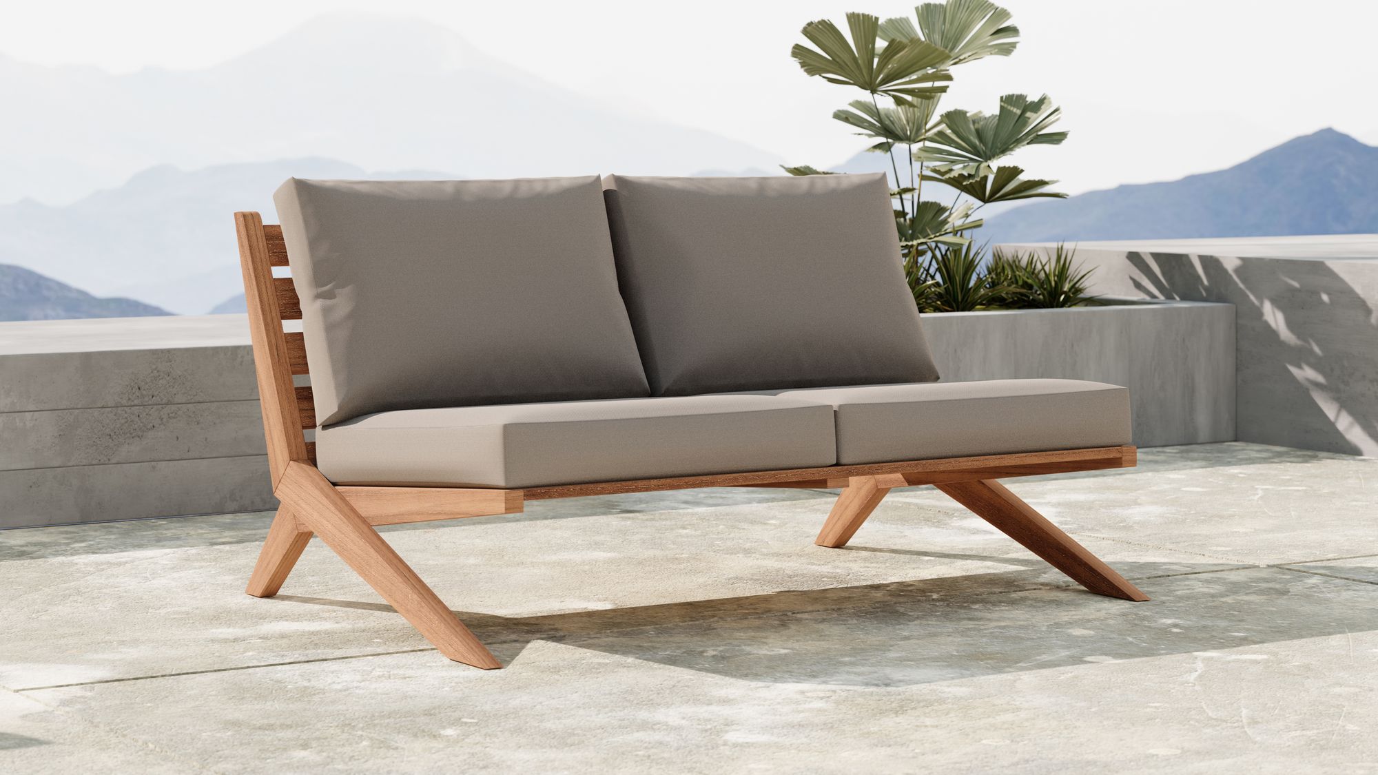 Tahiti 58.5" Outdoor Patio Waterproof Fabric Sofa