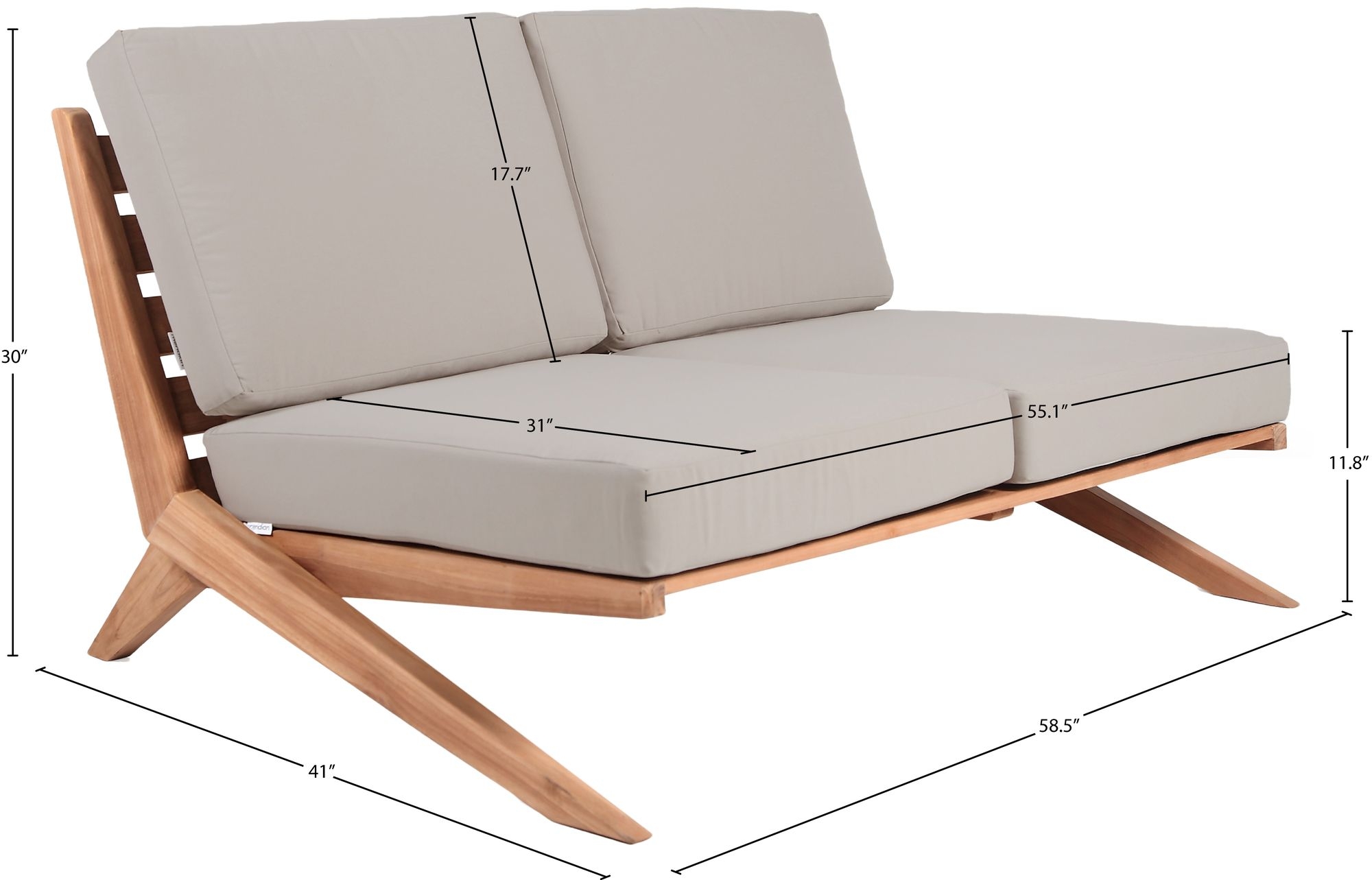 Tahiti 58.5" Outdoor Patio Waterproof Fabric Sofa