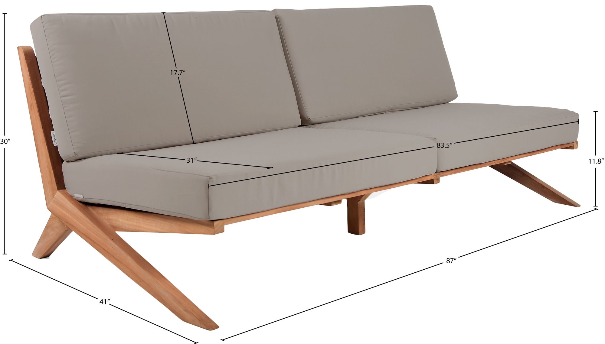 Tahiti 87" Outdoor Patio Waterproof Fabric Sofa
