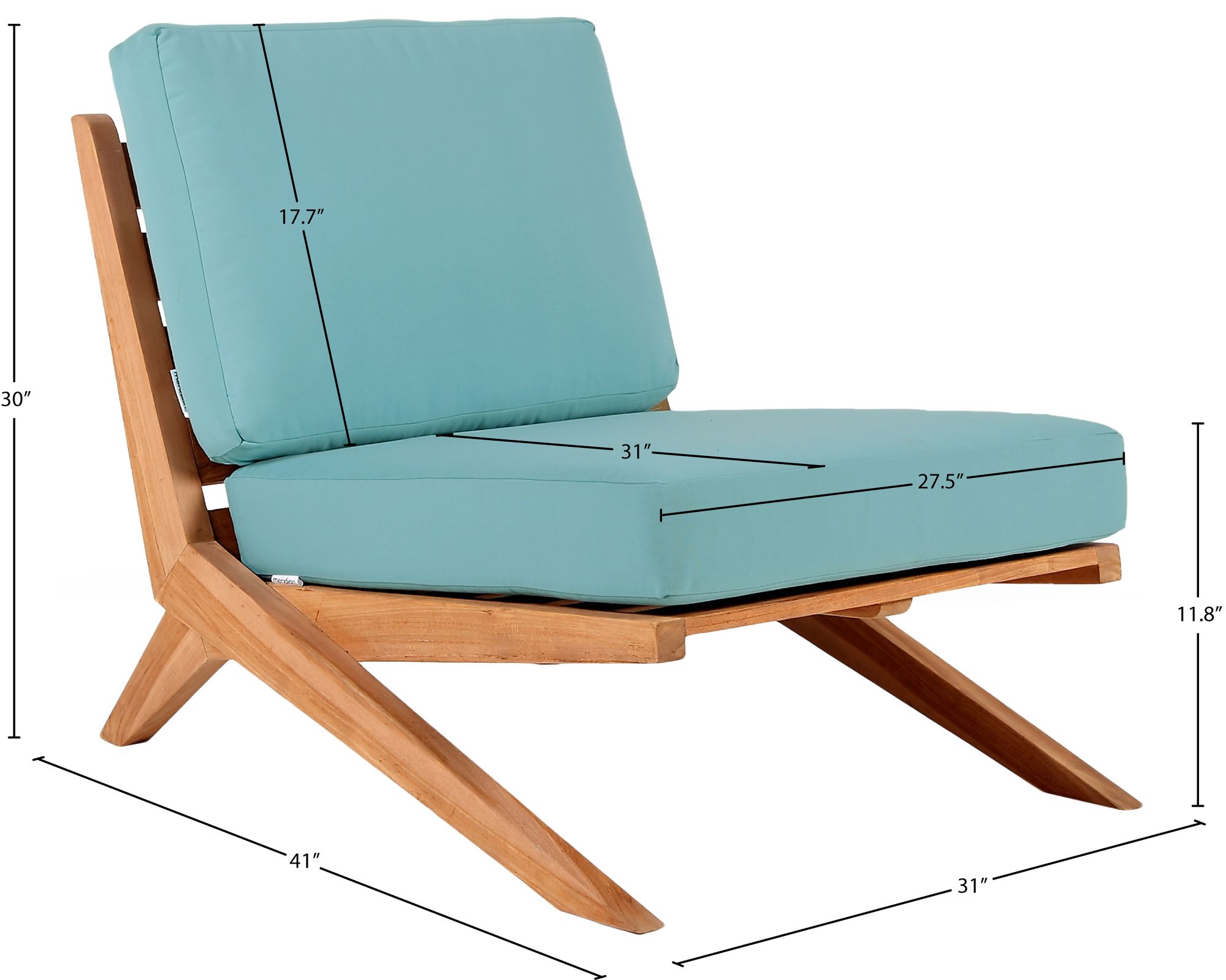 Tahiti Outdoor Patio Waterproof Fabric Accent Chair with Solid Teak Wood Frame