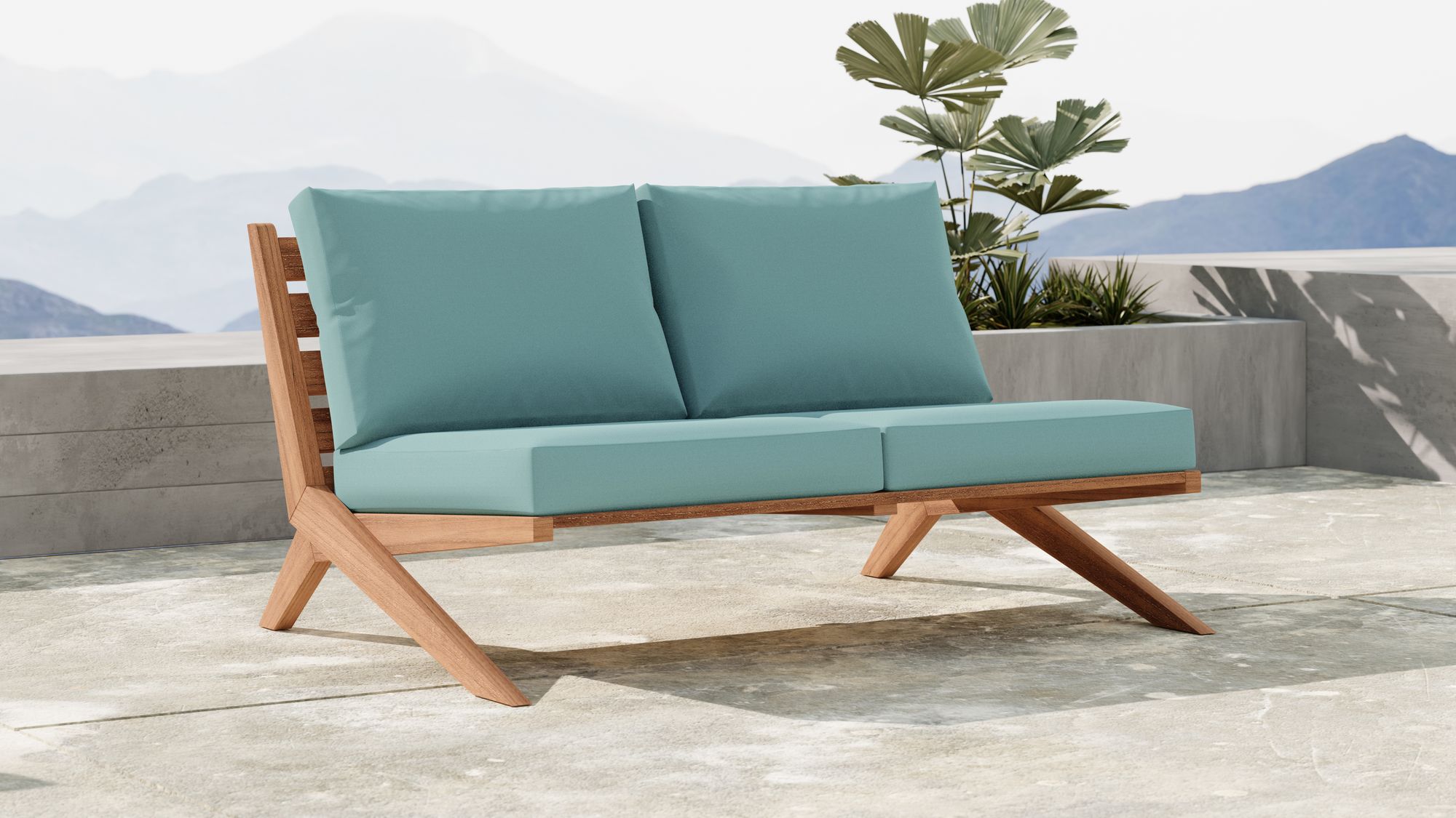 Tahiti 58.5" Outdoor Patio Waterproof Fabric Sofa