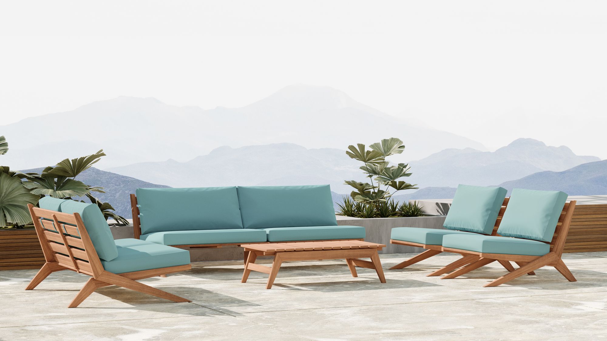 Tahiti 58.5" Outdoor Patio Waterproof Fabric Sofa