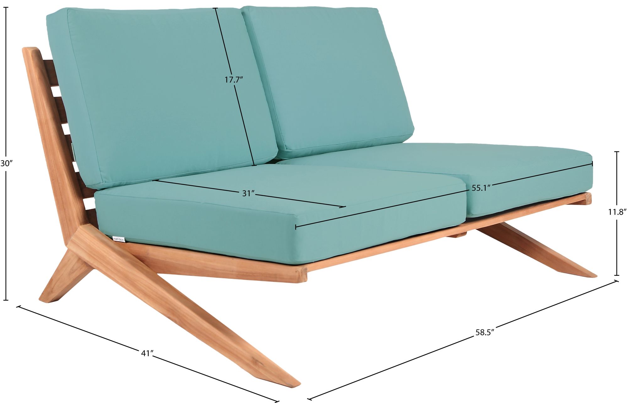 Tahiti 58.5" Outdoor Patio Waterproof Fabric Sofa