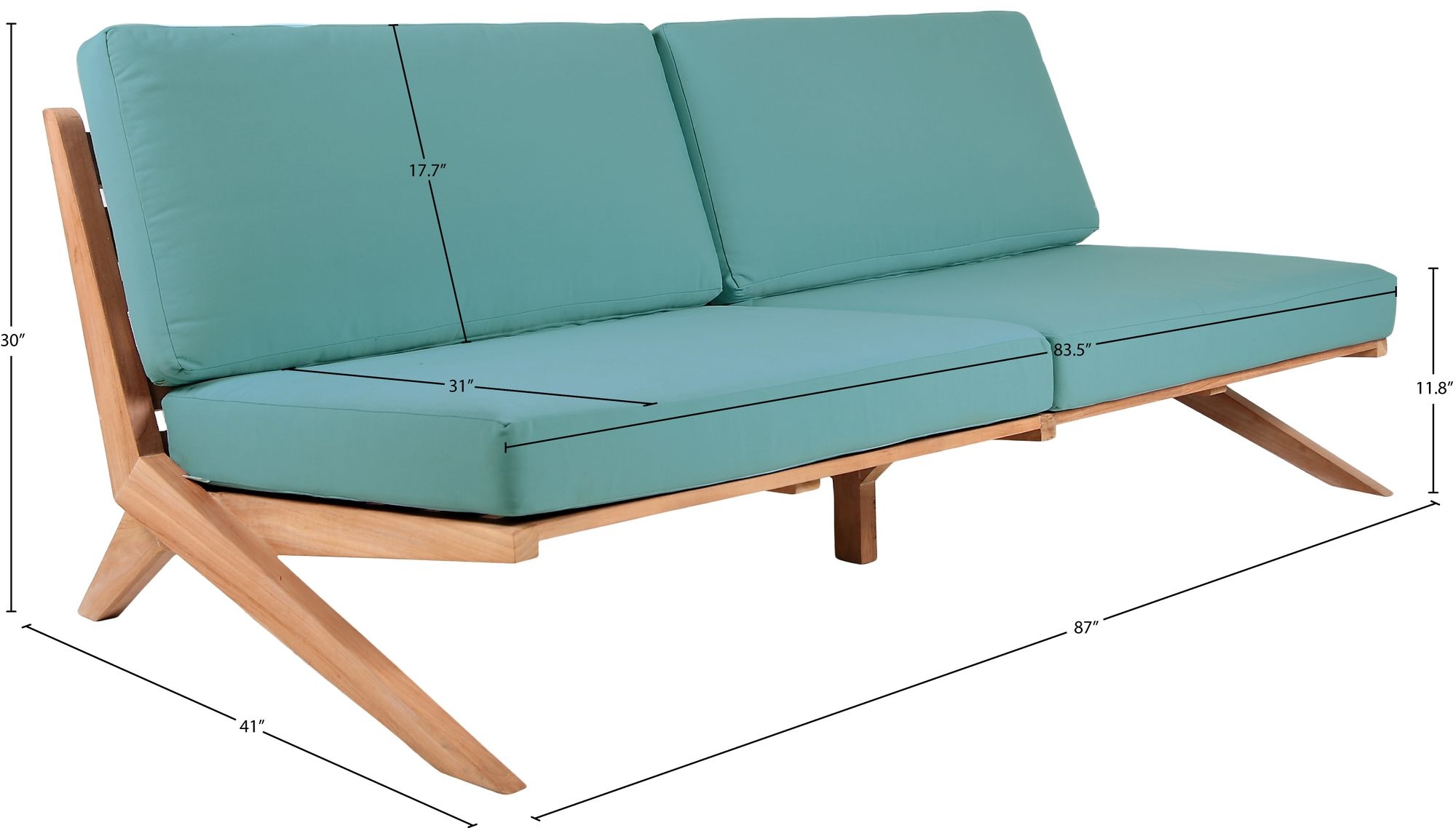 Tahiti 87" Outdoor Patio Waterproof Fabric Sofa