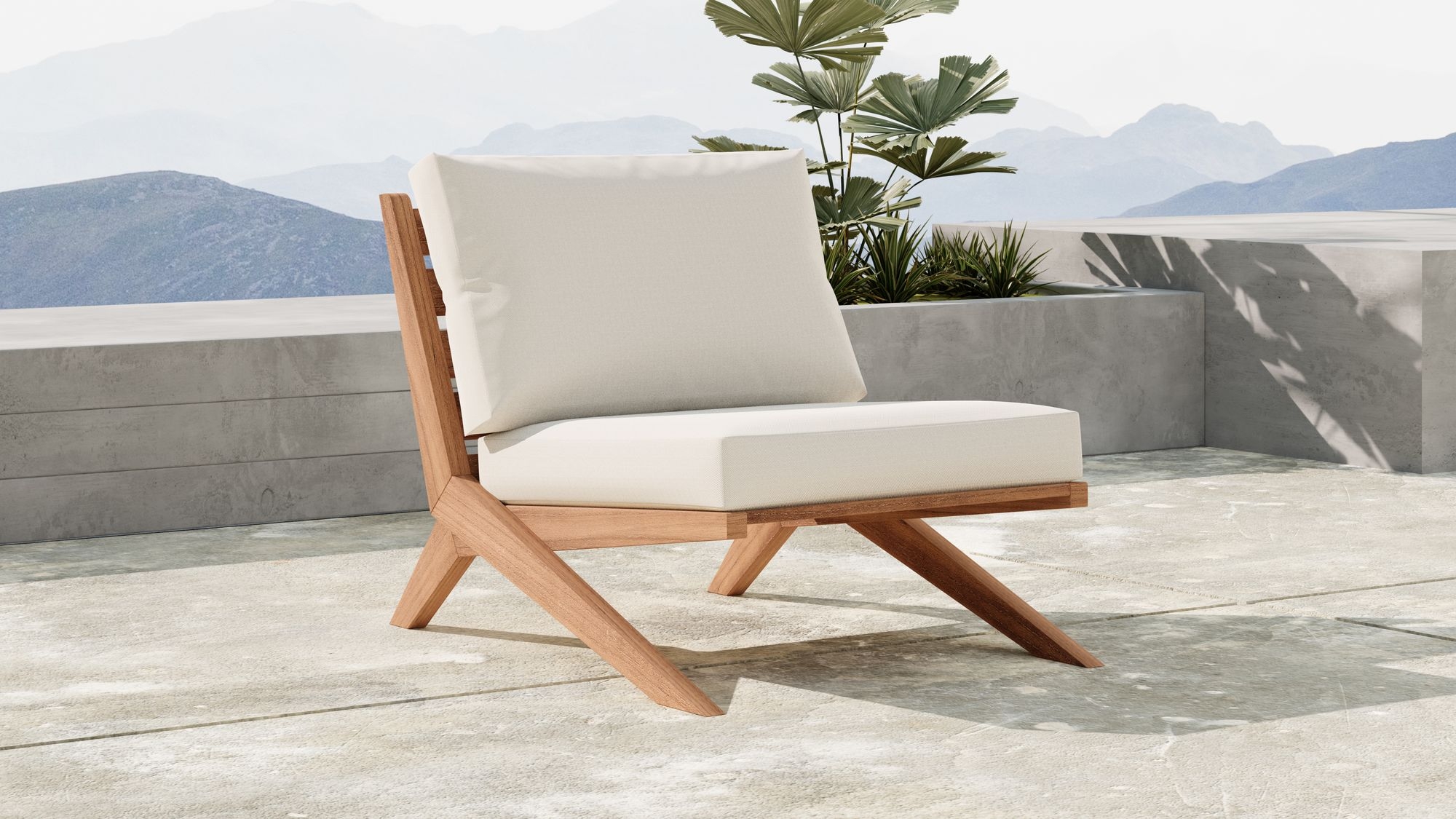 Tahiti Outdoor Patio Waterproof Fabric Accent Chair with Solid Teak Wood Frame