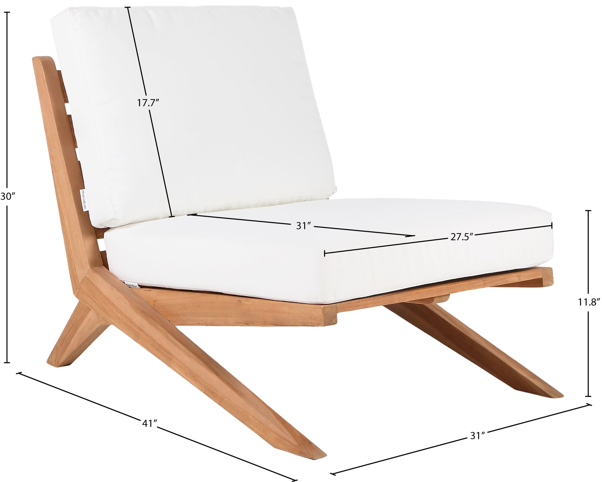 Tahiti Outdoor Patio Waterproof Fabric Accent Chair with Solid Teak Wood Frame