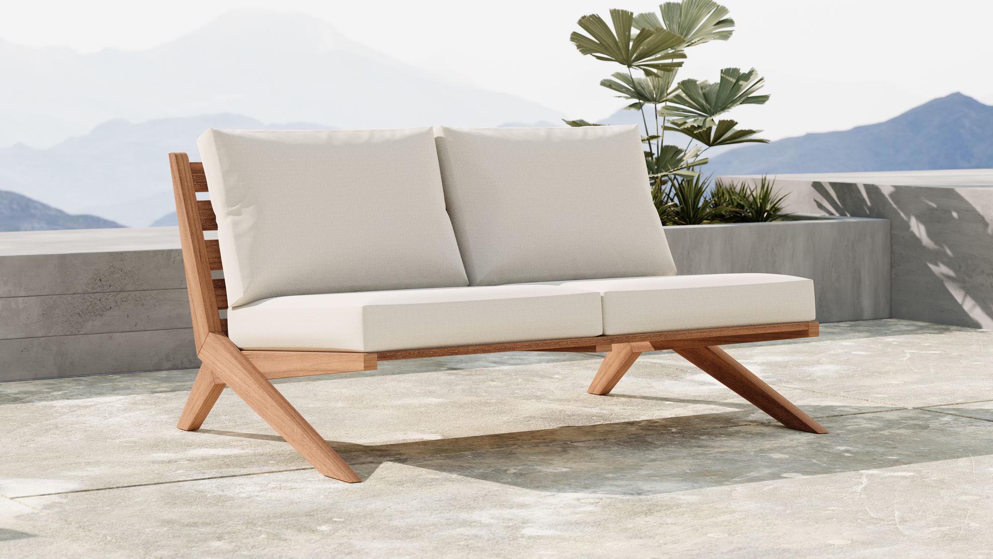 Tahiti 58.5" Outdoor Patio Waterproof Fabric Sofa