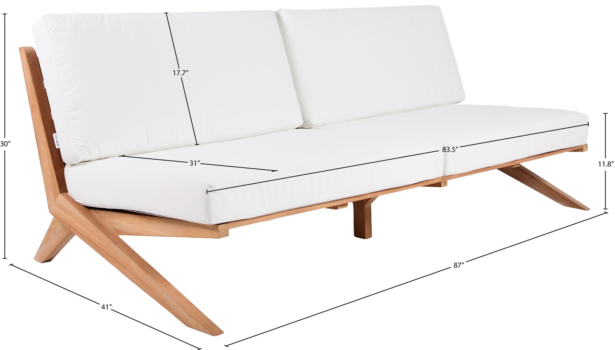 Tahiti 87" Outdoor Patio Waterproof Fabric Sofa