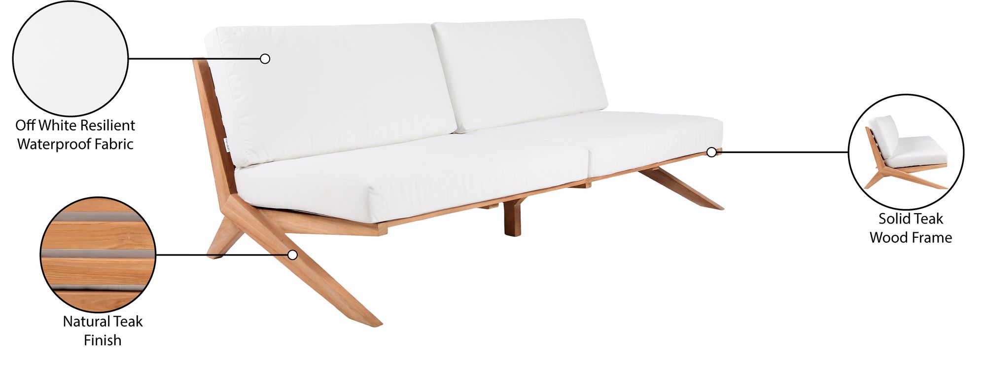 Tahiti 87" Outdoor Patio Waterproof Fabric Sofa
