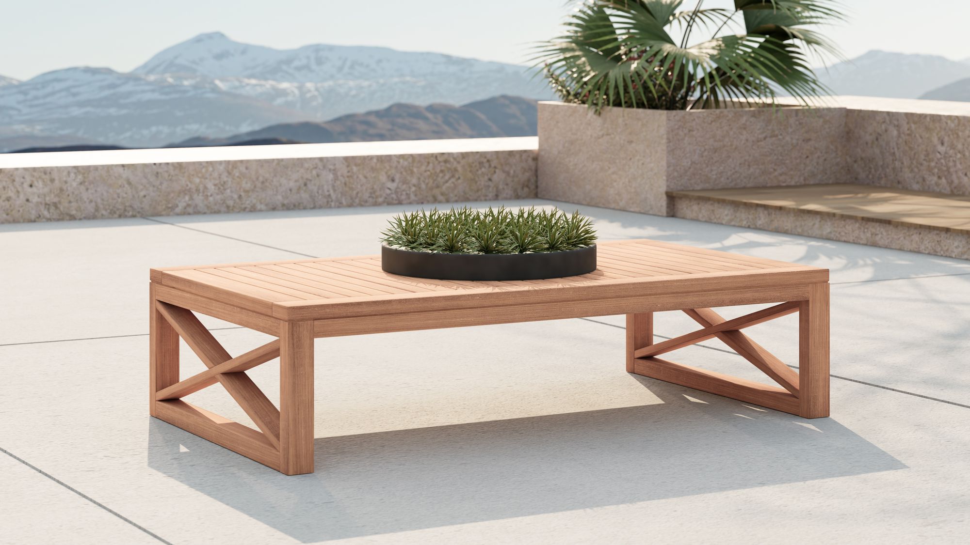 Anguilla 55.5" Rectangular Outdoor Patio Solid Teak Wood Coffee Table