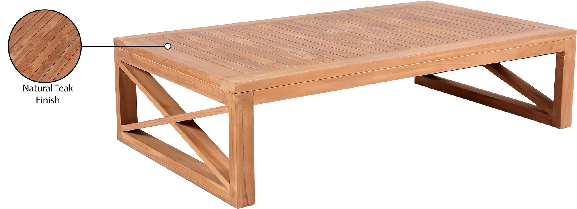 Anguilla 55.5" Rectangular Outdoor Patio Solid Teak Wood Coffee Table