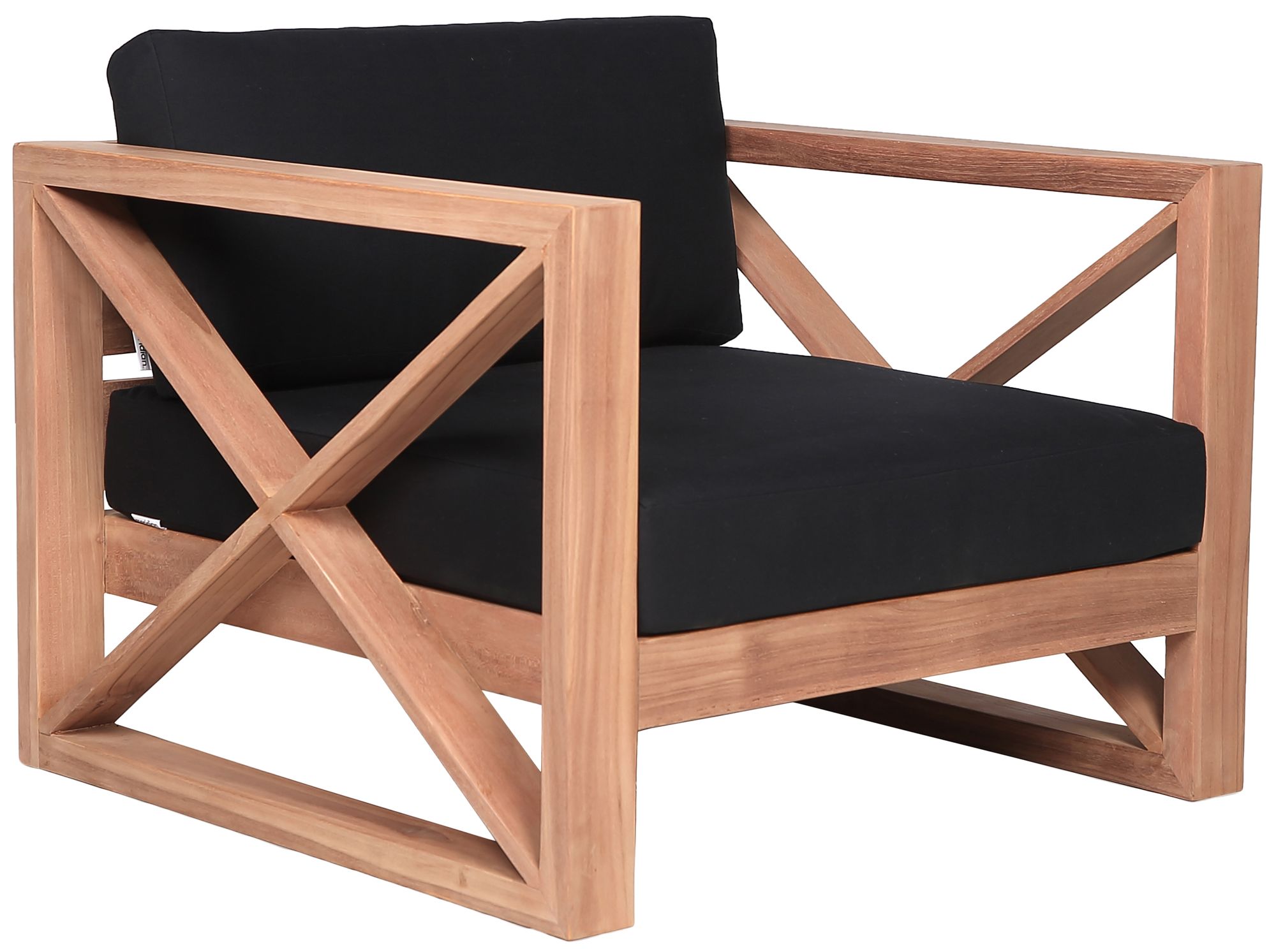 Anguilla Outdoor Patio Waterproof Fabric Accent Chair with Solid Teak Wood Frame