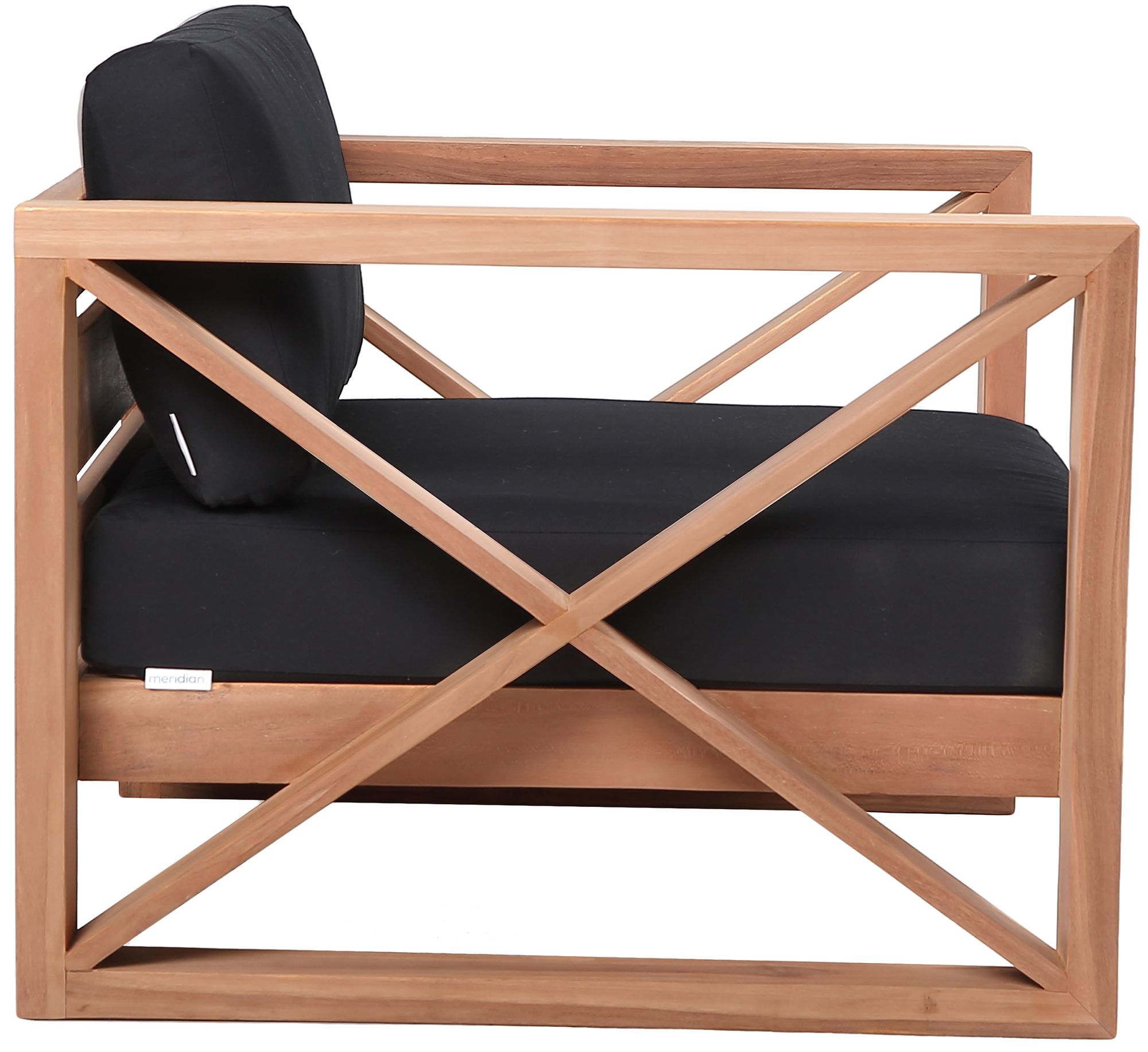 Anguilla Outdoor Patio Waterproof Fabric Accent Chair with Solid Teak Wood Frame