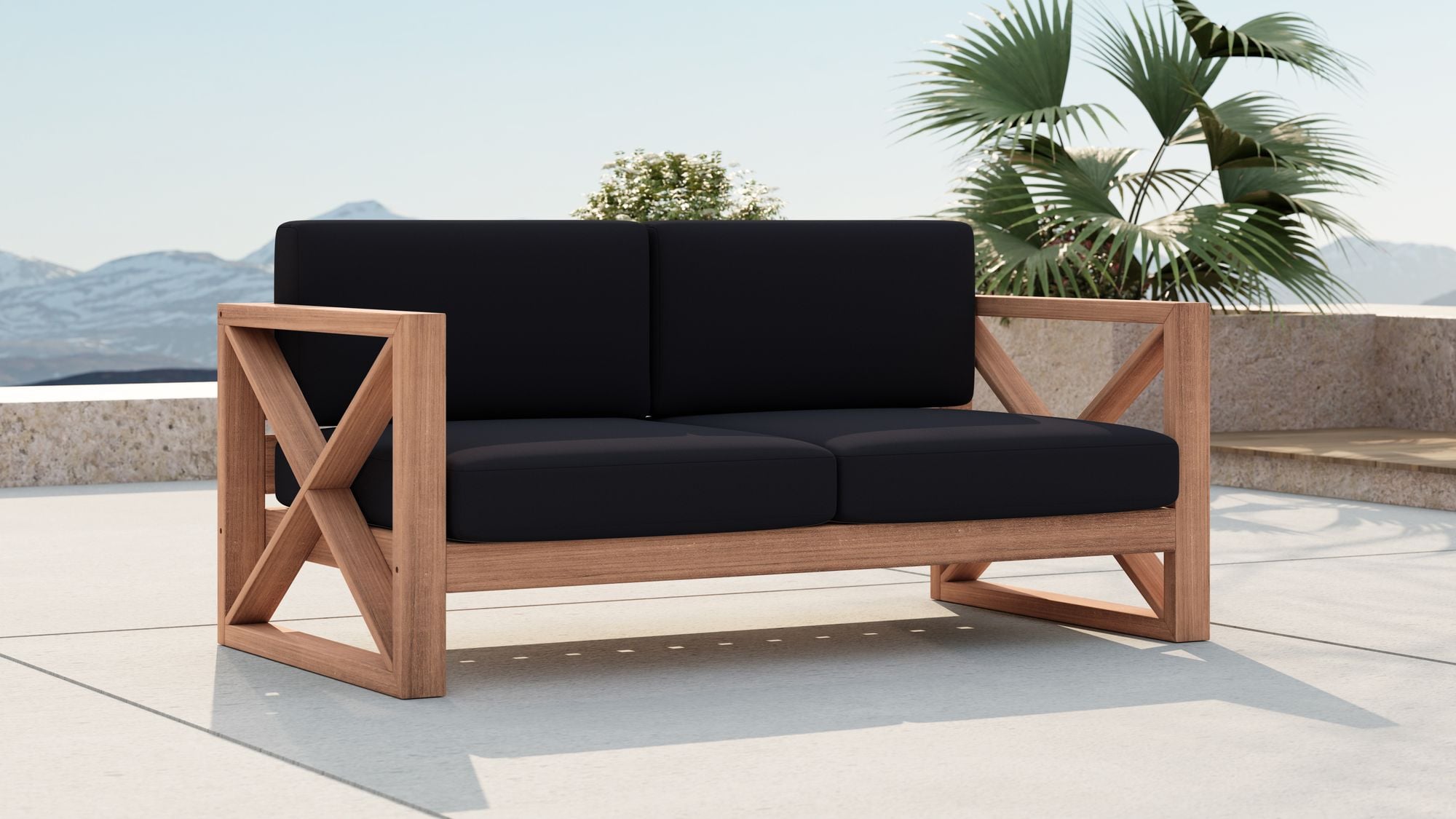 Anguilla 65" Outdoor Patio Waterproof Fabric Loveseat
