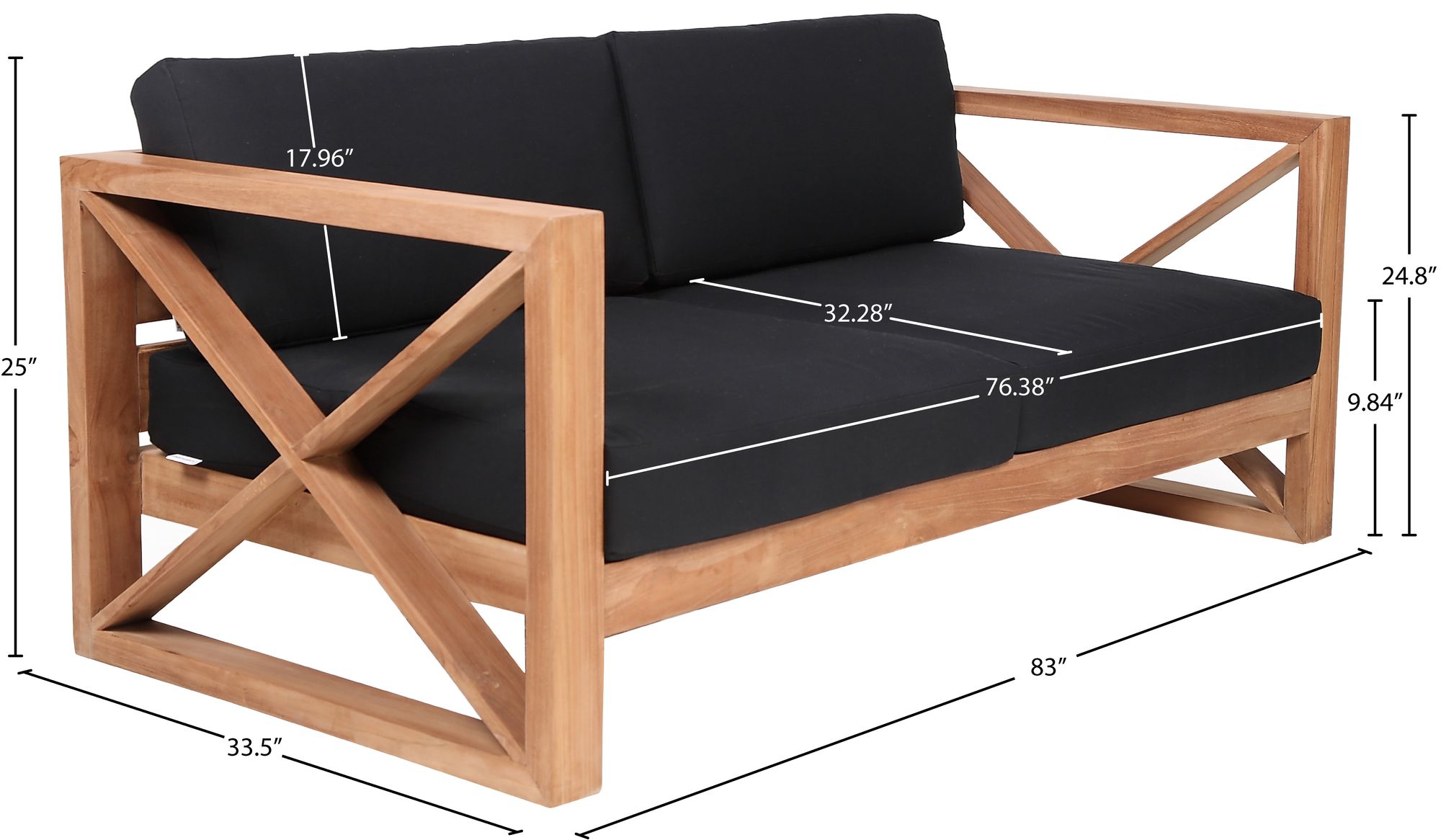 Anguilla 83" Outdoor Patio Waterproof Fabric Sofa