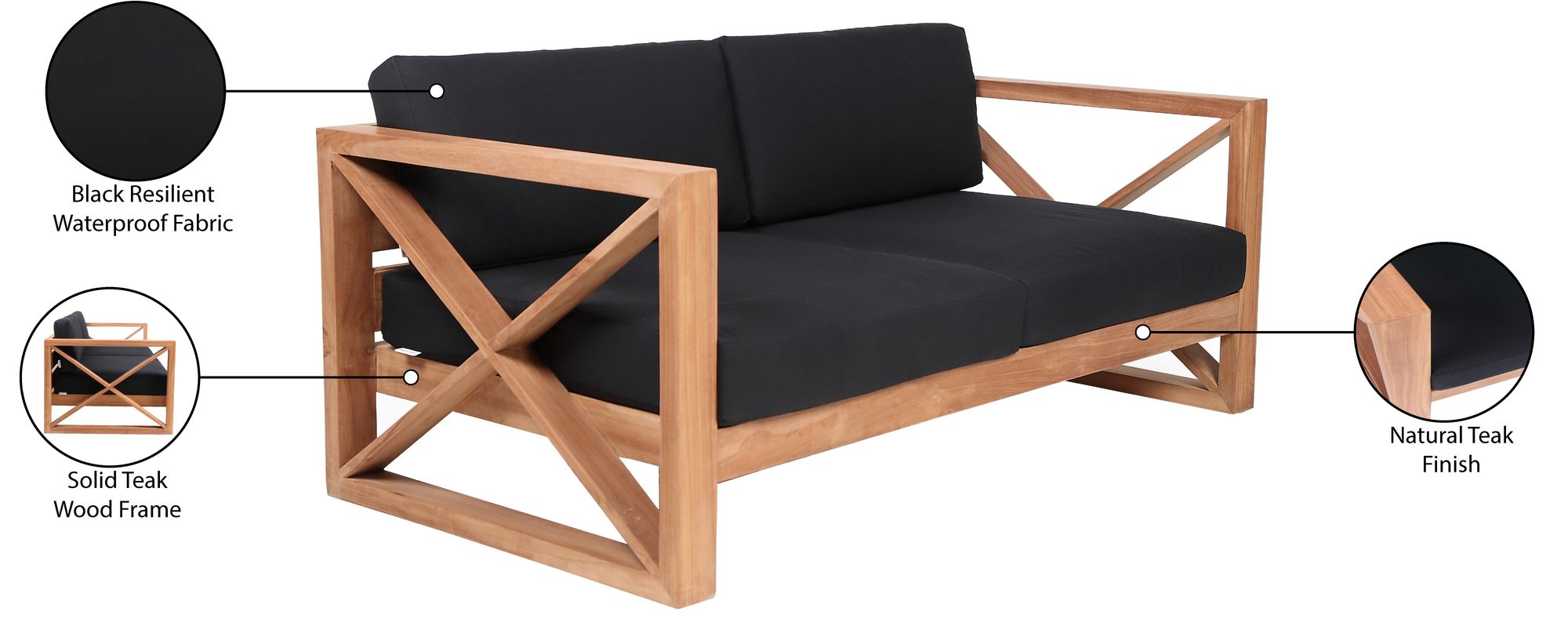 Anguilla 83" Outdoor Patio Waterproof Fabric Sofa