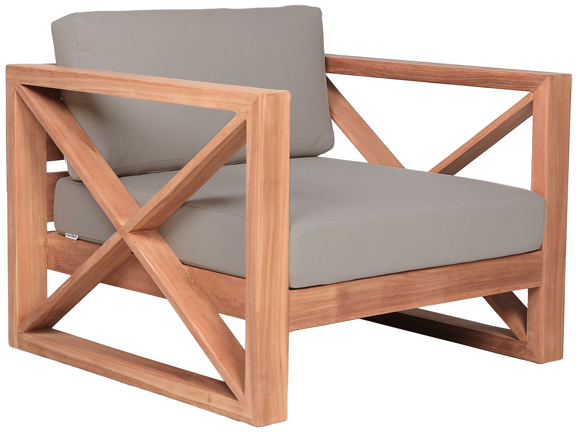 Anguilla Outdoor Patio Waterproof Fabric Accent Chair with Solid Teak Wood Frame
