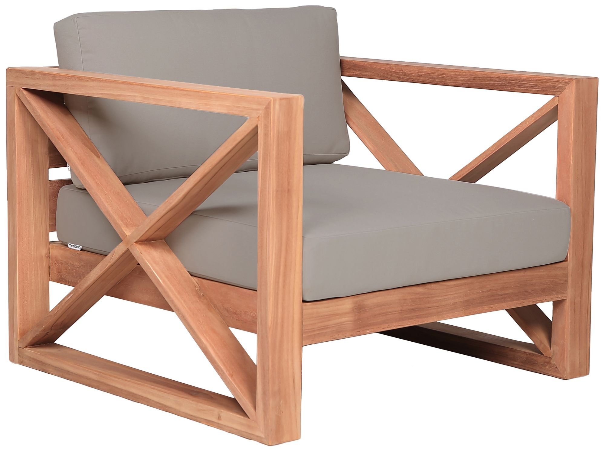 Anguilla Outdoor Patio Waterproof Fabric Accent Chair with Solid Teak Wood Frame
