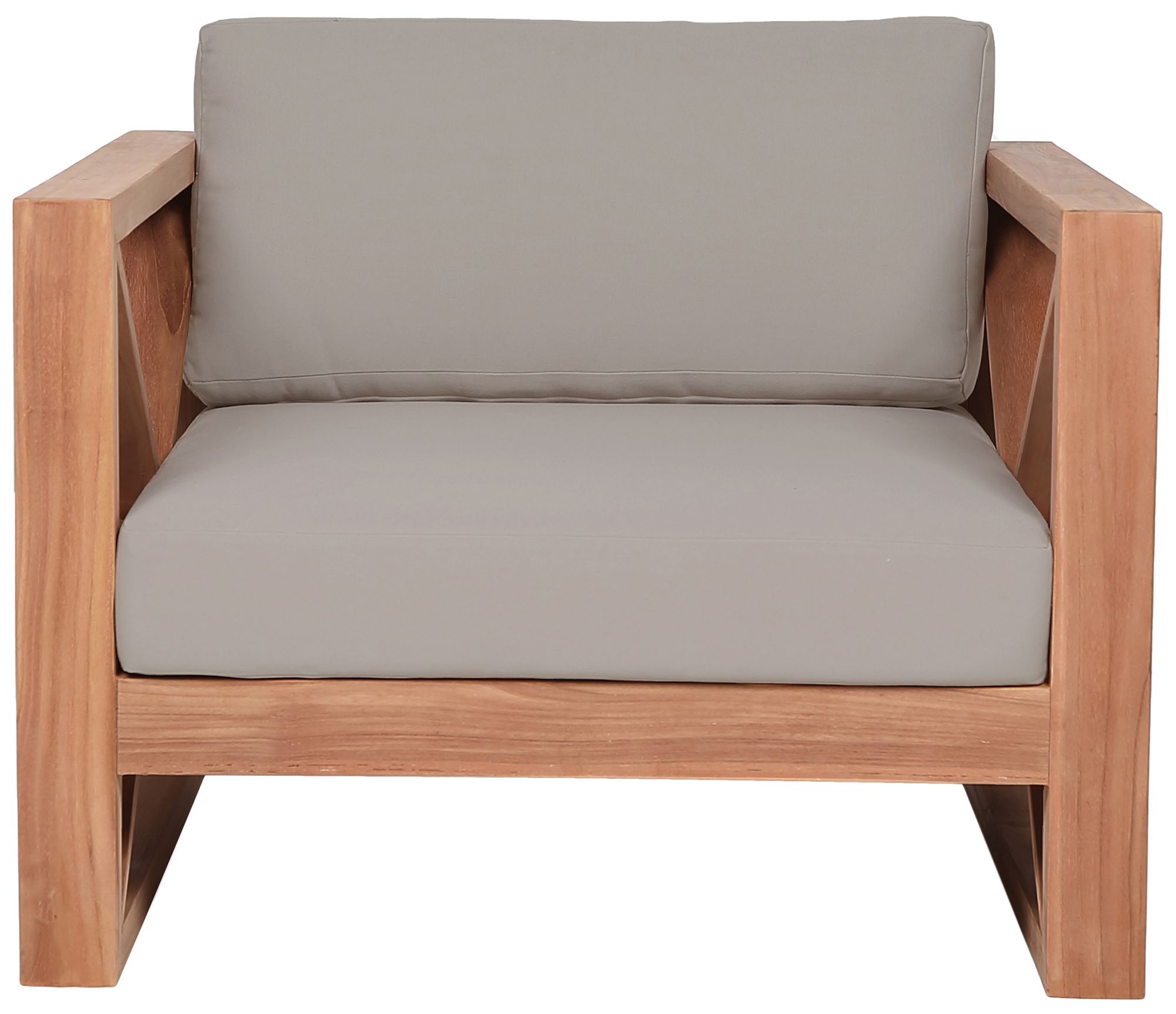 Anguilla Outdoor Patio Waterproof Fabric Accent Chair with Solid Teak Wood Frame