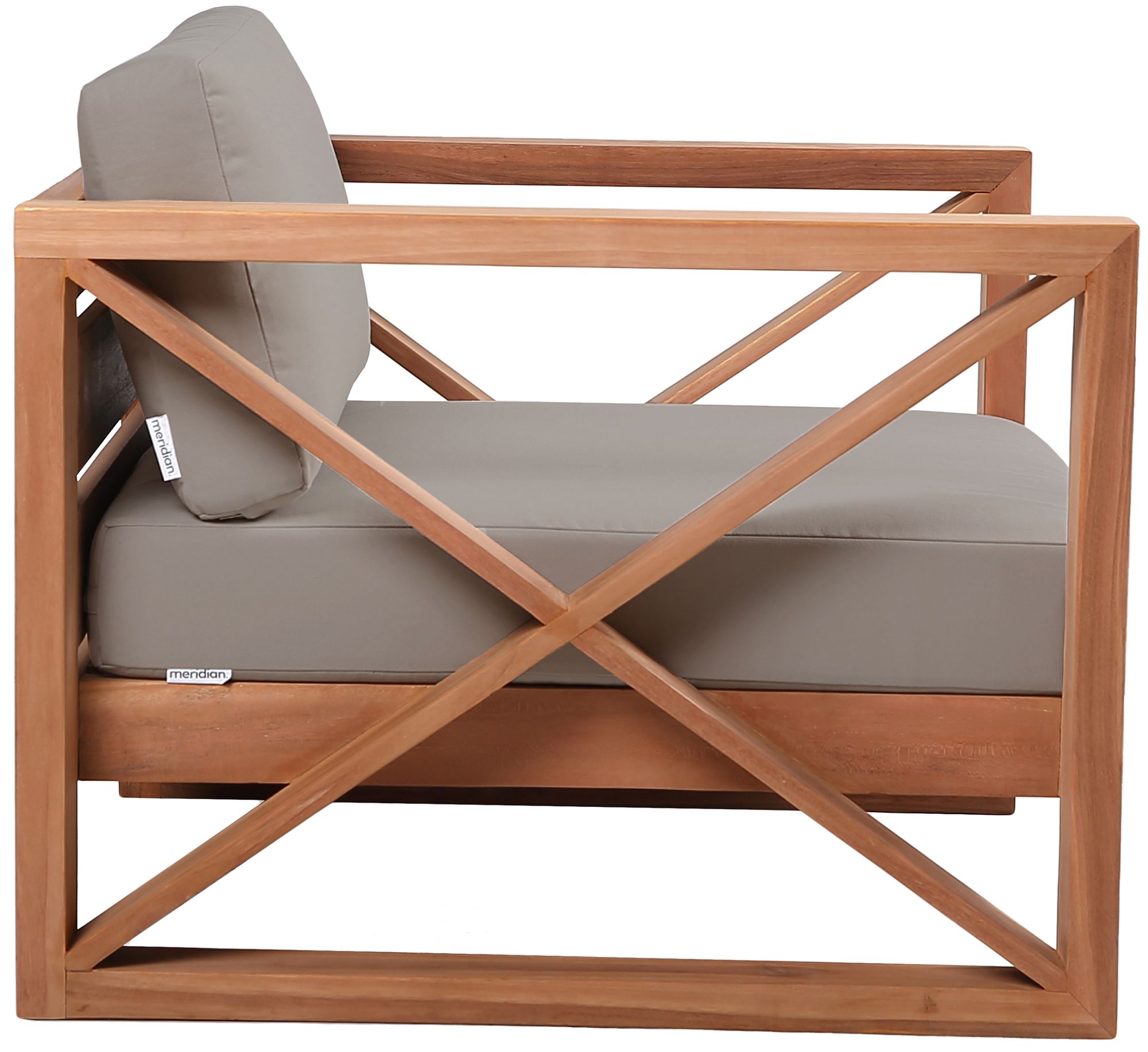 Anguilla Outdoor Patio Waterproof Fabric Accent Chair with Solid Teak Wood Frame