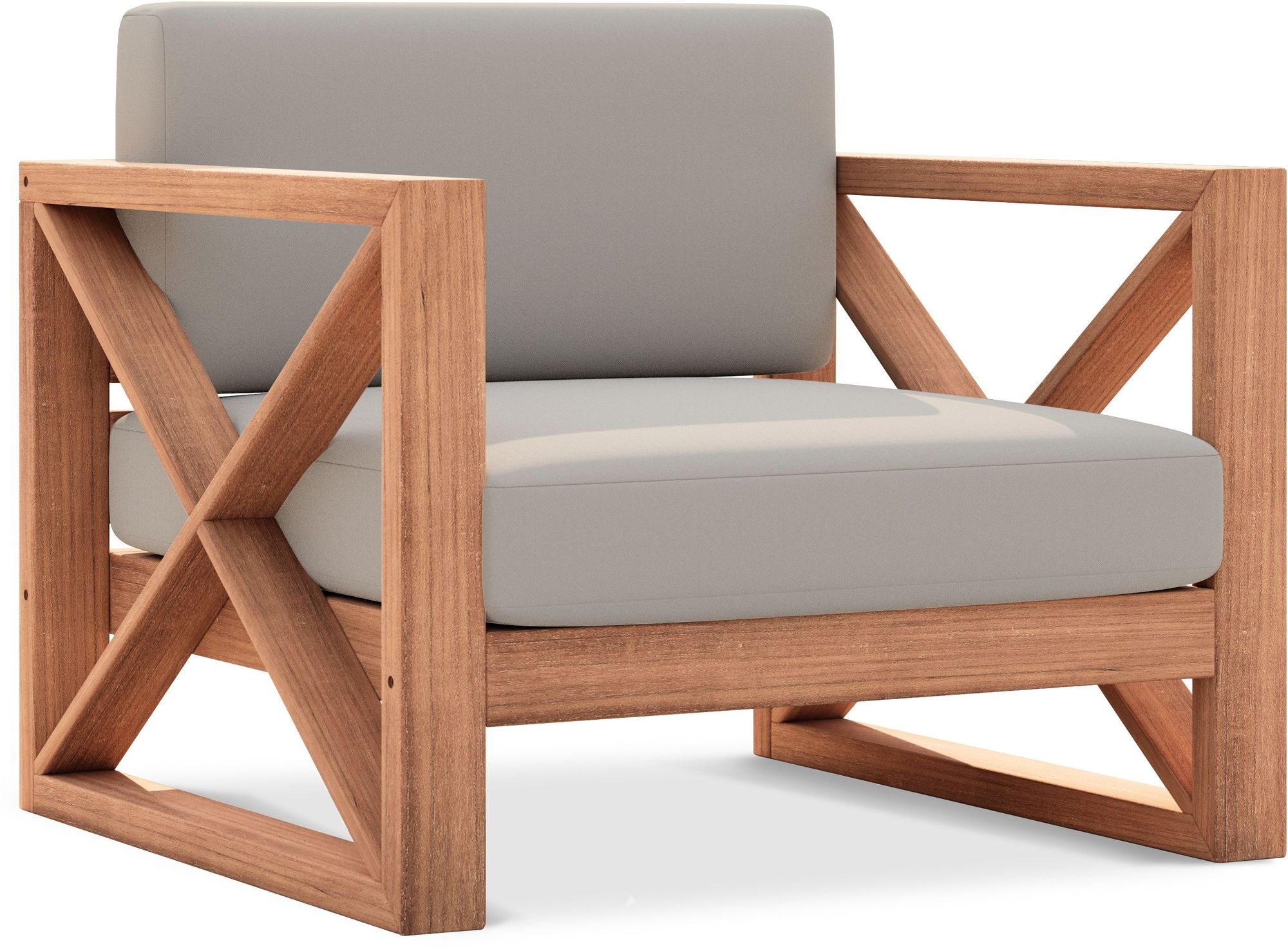 Anguilla Outdoor Patio Waterproof Fabric Accent Chair with Solid Teak Wood Frame