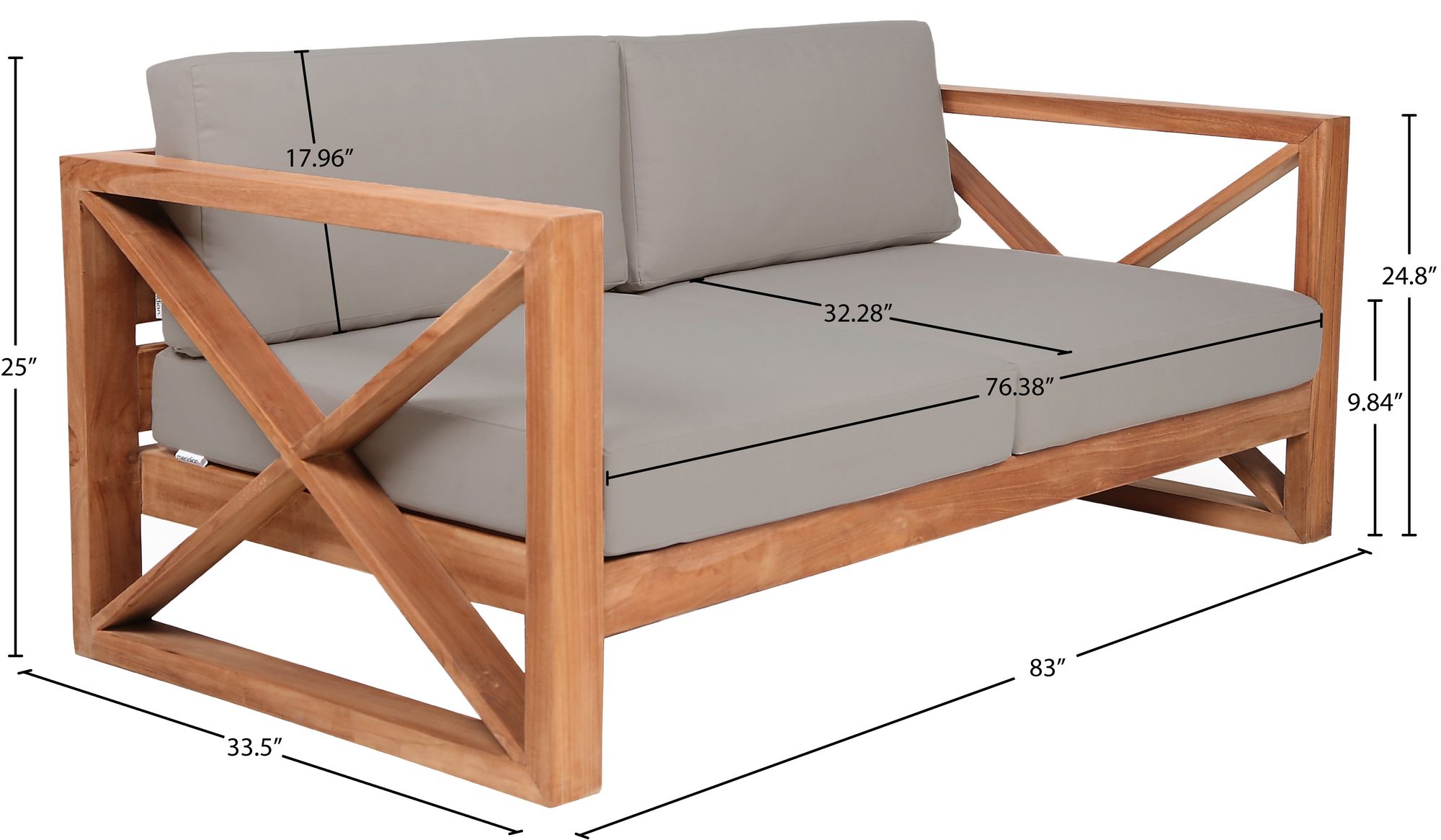 Anguilla 83" Outdoor Patio Waterproof Fabric Sofa