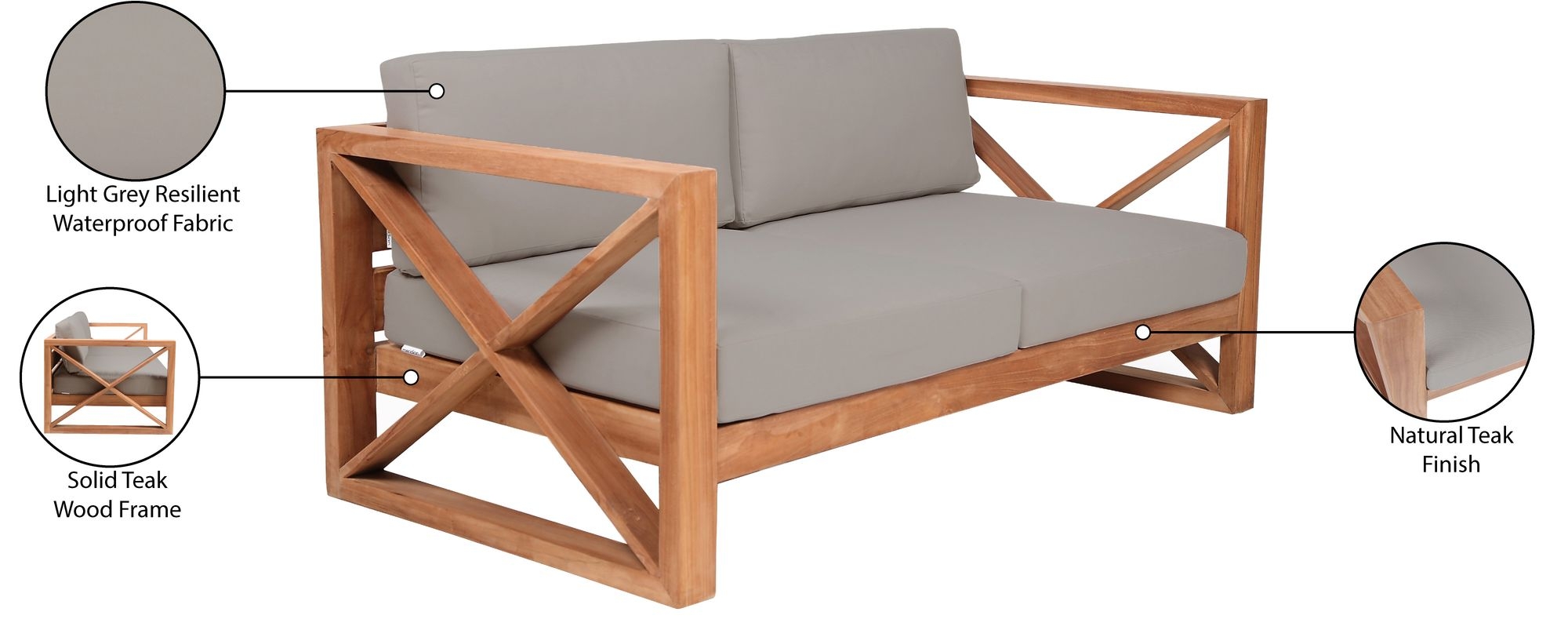 Anguilla 83" Outdoor Patio Waterproof Fabric Sofa