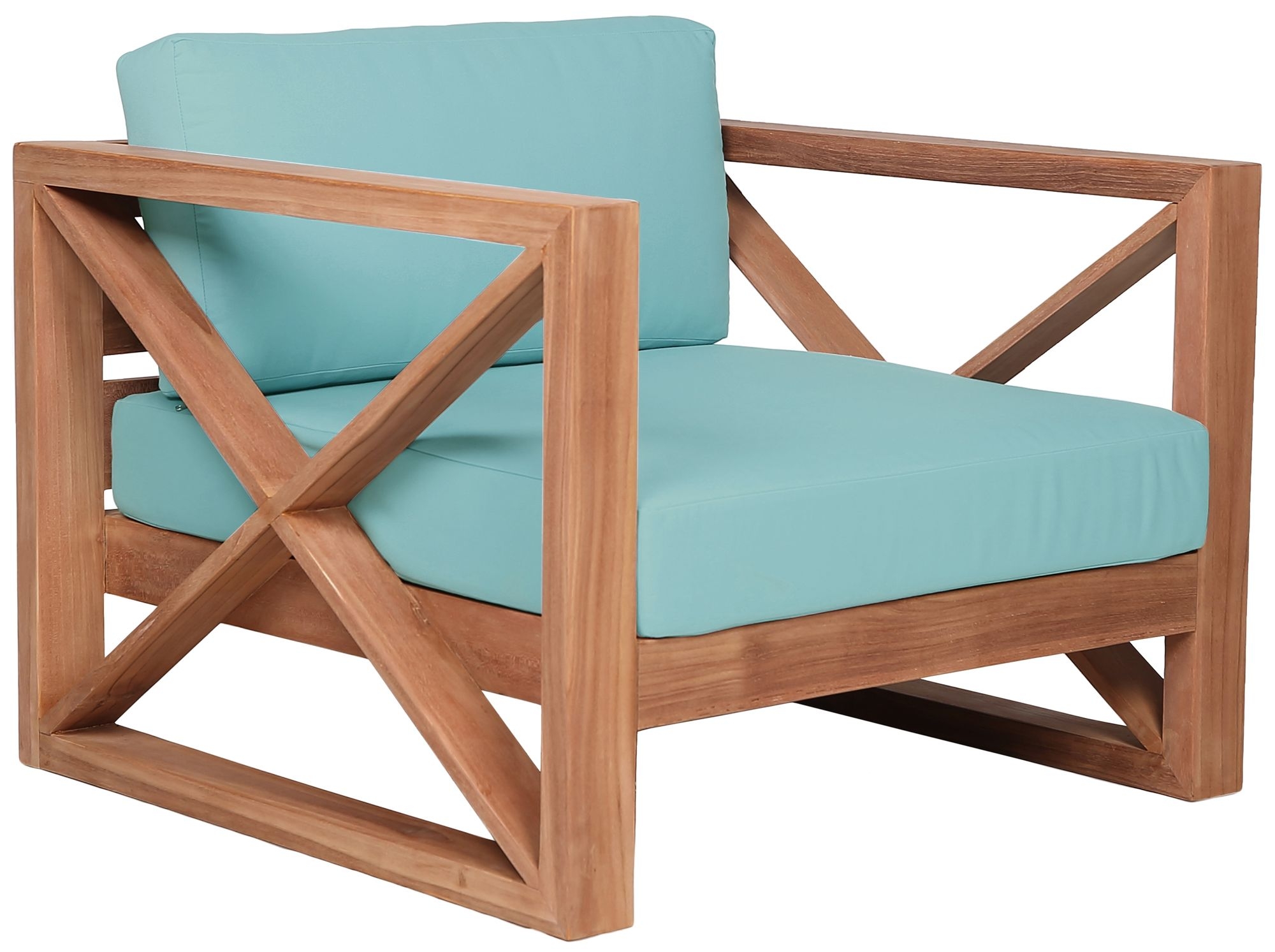 Anguilla Outdoor Patio Waterproof Fabric Accent Chair with Solid Teak Wood Frame
