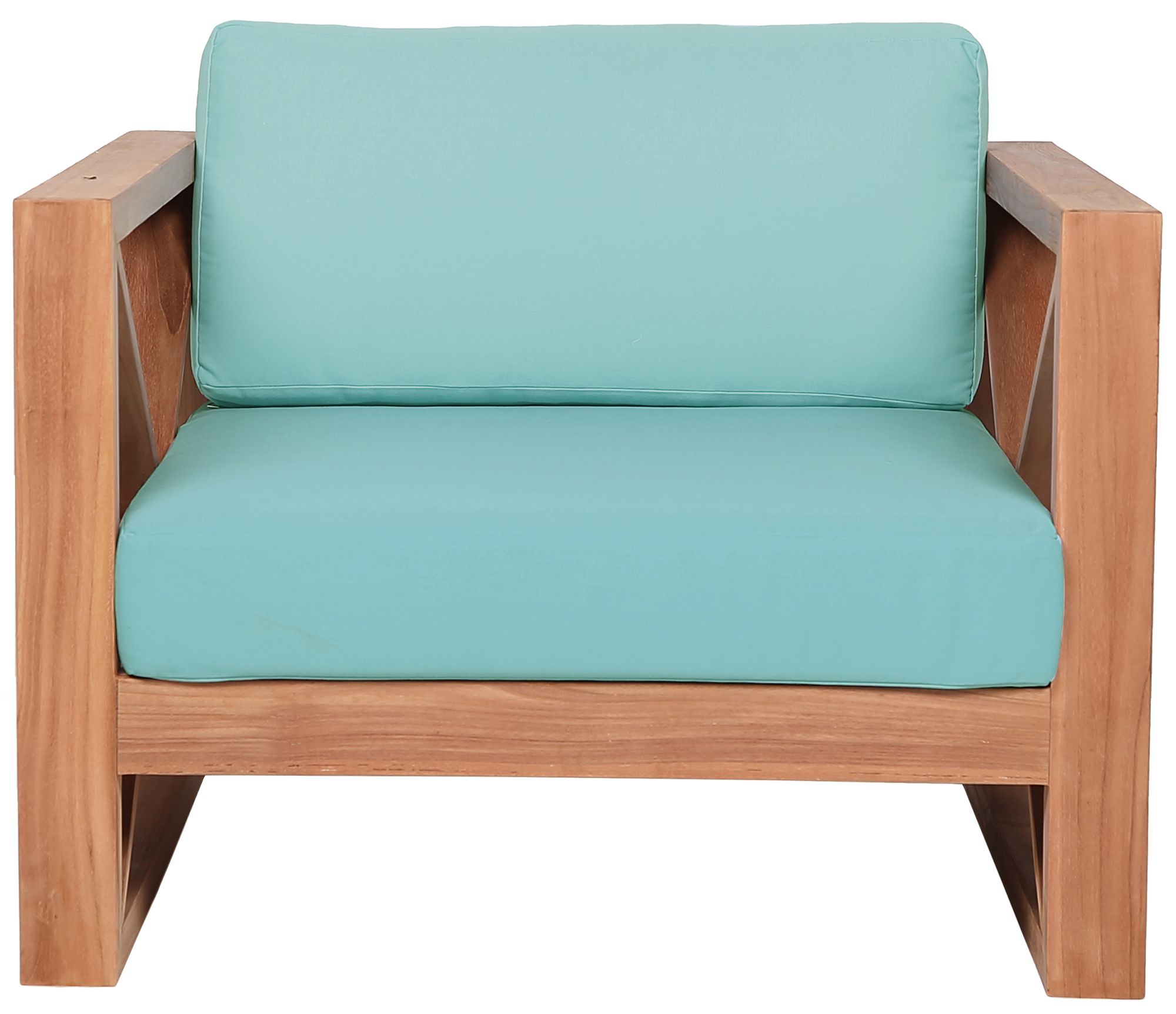 Anguilla Outdoor Patio Waterproof Fabric Accent Chair with Solid Teak Wood Frame